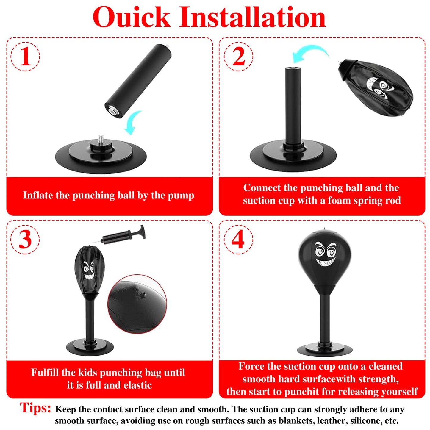 Desktop Mini Punching Bag for Kids & Adults - Stress Buster with Suction Cup for Office Table and Counters, Fun Gifts Suitable for All Ages