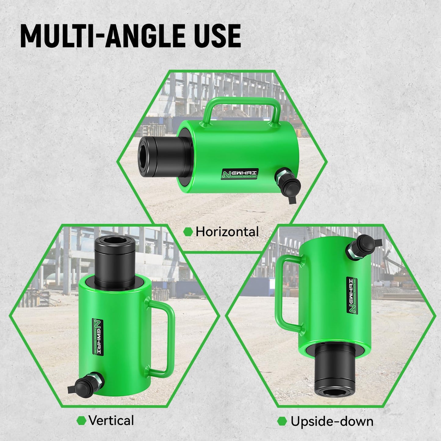 Newhai Hydraulic Hollow Jack 30 ton Hollow Hydraulic Ram with 2 inch Stroke Automatic Retraction Hydraulic Cylinder for Lifting Tensioning Construction Industrial Applications (30 ton; 2 inch Stroke)