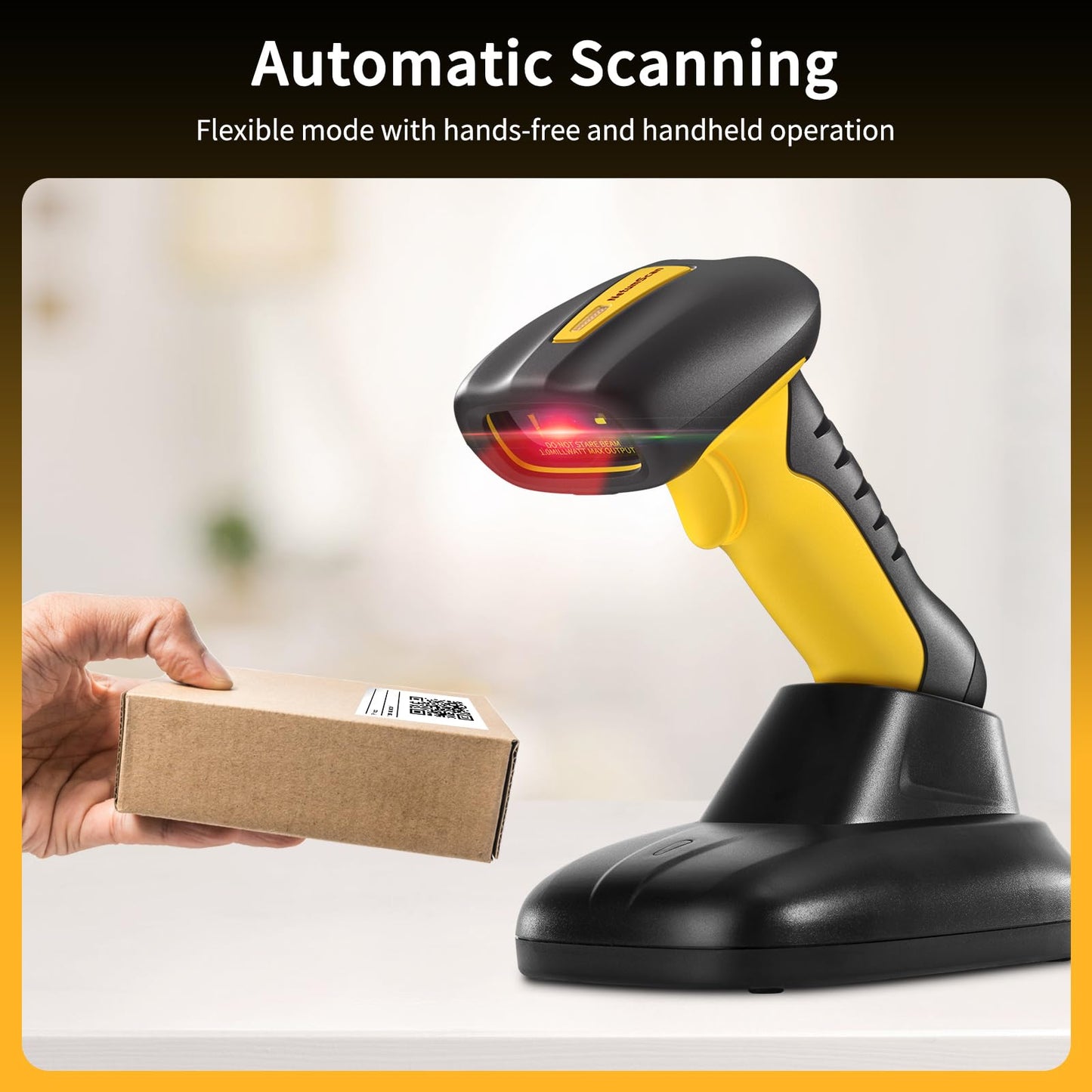 NetumScan Industrial Bluetooth QR Barcode Scanner, IP67 Waterproof & 7M Drop Proof, 1.3M CMOS Sensor Wireless 1D 2D Bar Code Scanner with Charging Stand for Store, POS, Computer, iPhone, Android