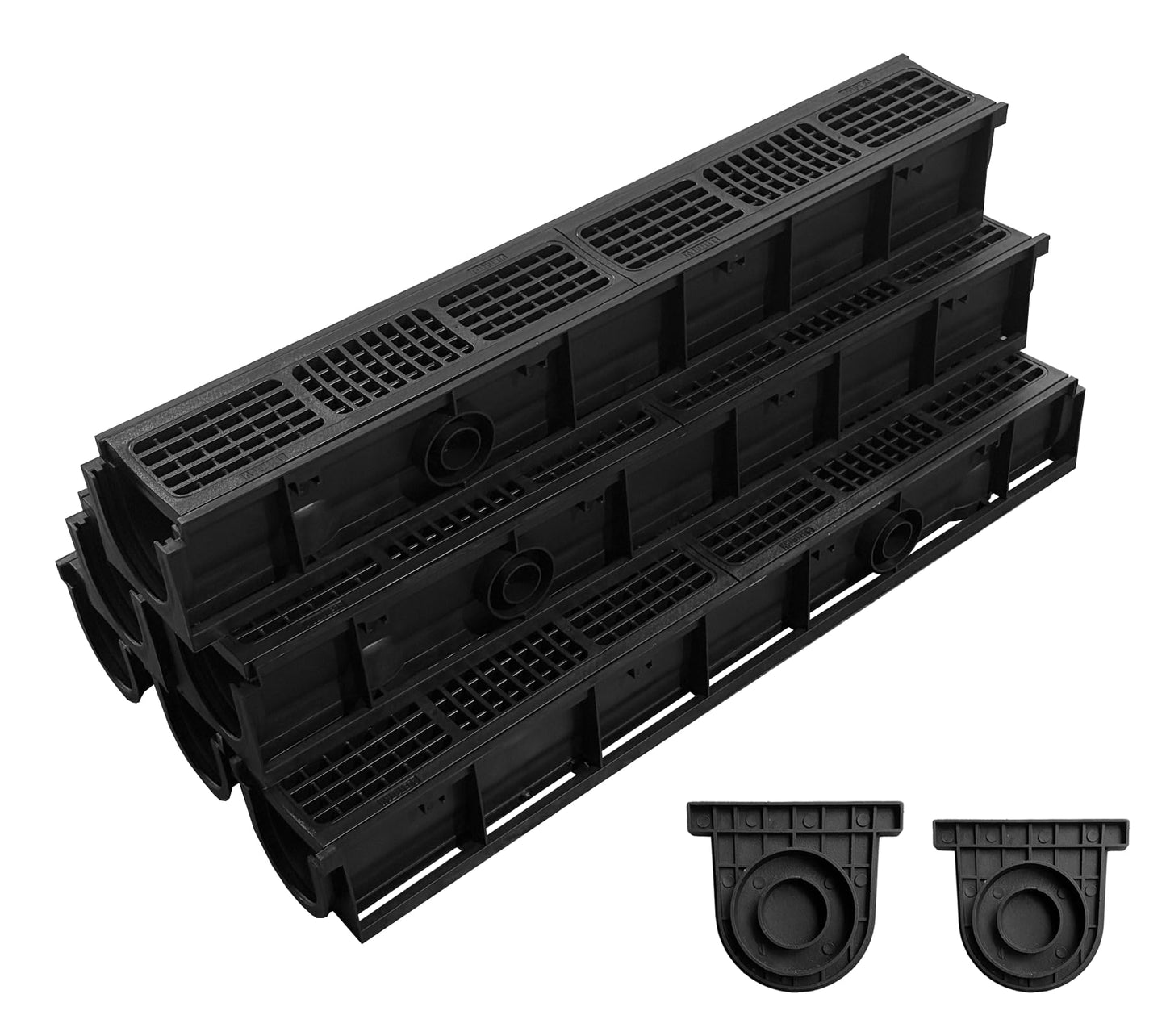 Natotela Driveway Channel Drain with HDPE Grate-39.4x6.1x5.5in Deep Profile Trench Drain System for Garage,6 Pack Total Length 236.22in,Heavy Duty Trench Drain for Parking Lot,Concrete