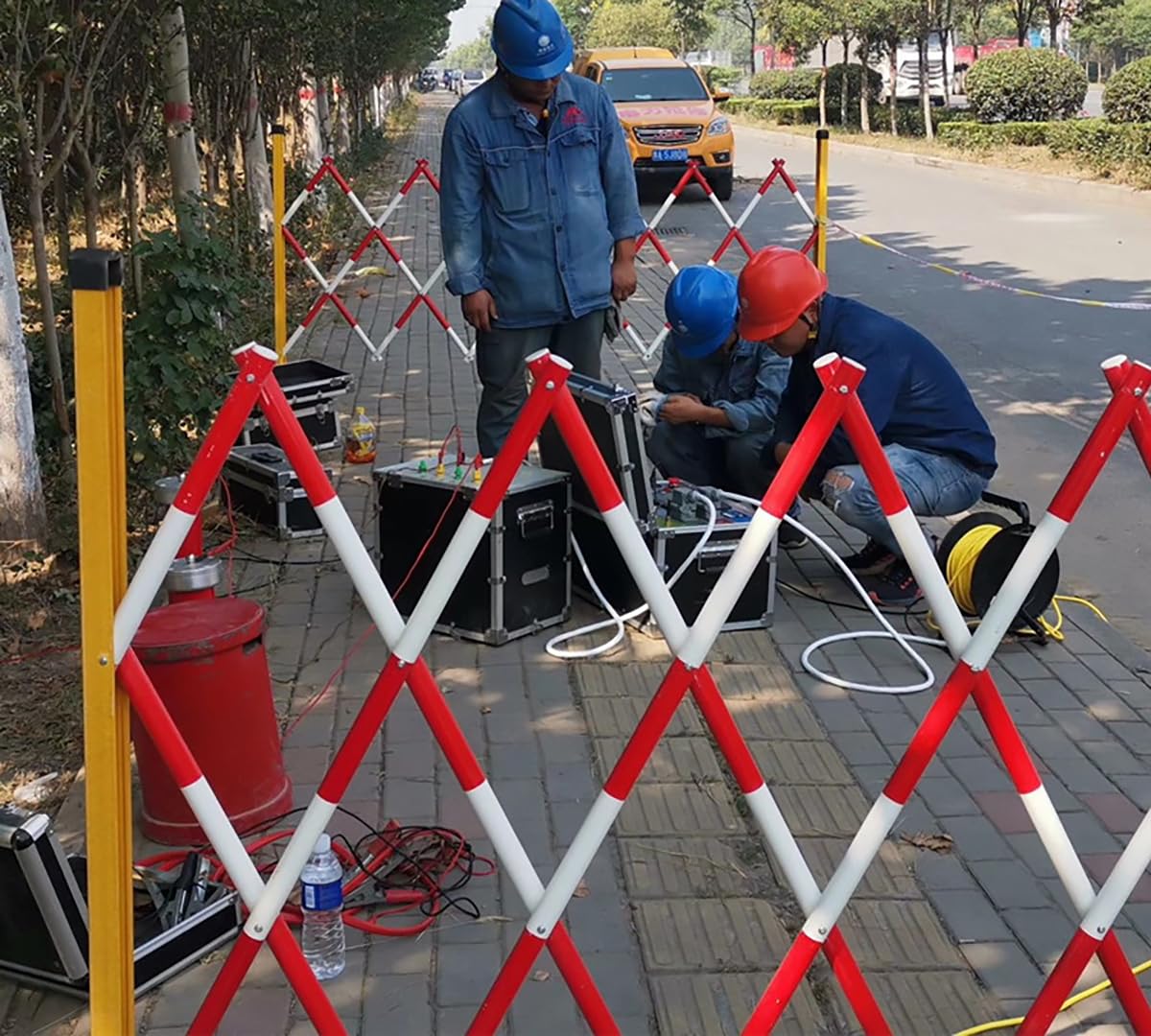 CORGLI Industrial Expandable Metal Barricade, Portable Mobile Safety Barrier Gate, Adjustable Retractable Barricade Fence for Traffic Control and Construction Work,3M/9.8FT