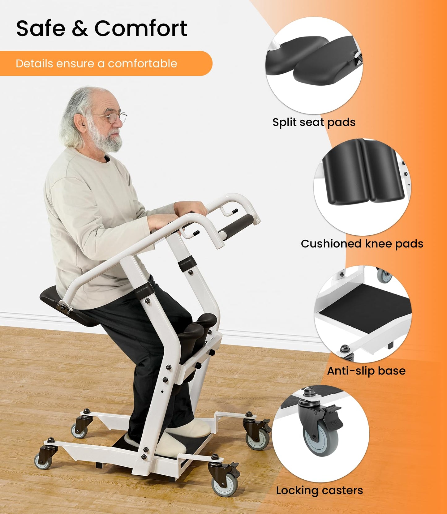VOCIC Sit to Stand Lift, One-Step Stand Assist Lift for Elderly, Patient Lift Chair Transport Unit with Wheels, Fall Prevention & Muscle Building, AY03 2026 Upgraded