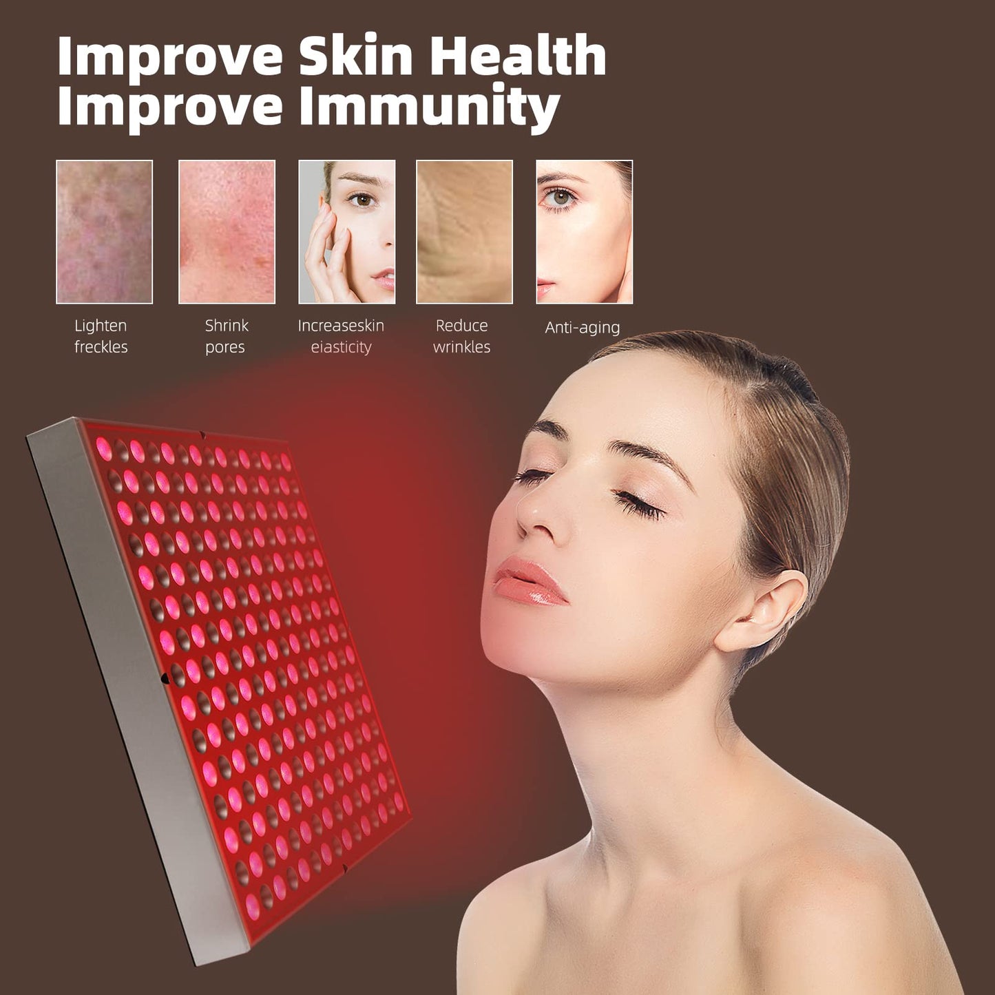 LED-Red-Light-Therapy-Device - 45W LED Panel Deep 660nm and Near-Infrared 850nm Light Combo for Skin Beauty, Pain Relief of Muscles and Joints
