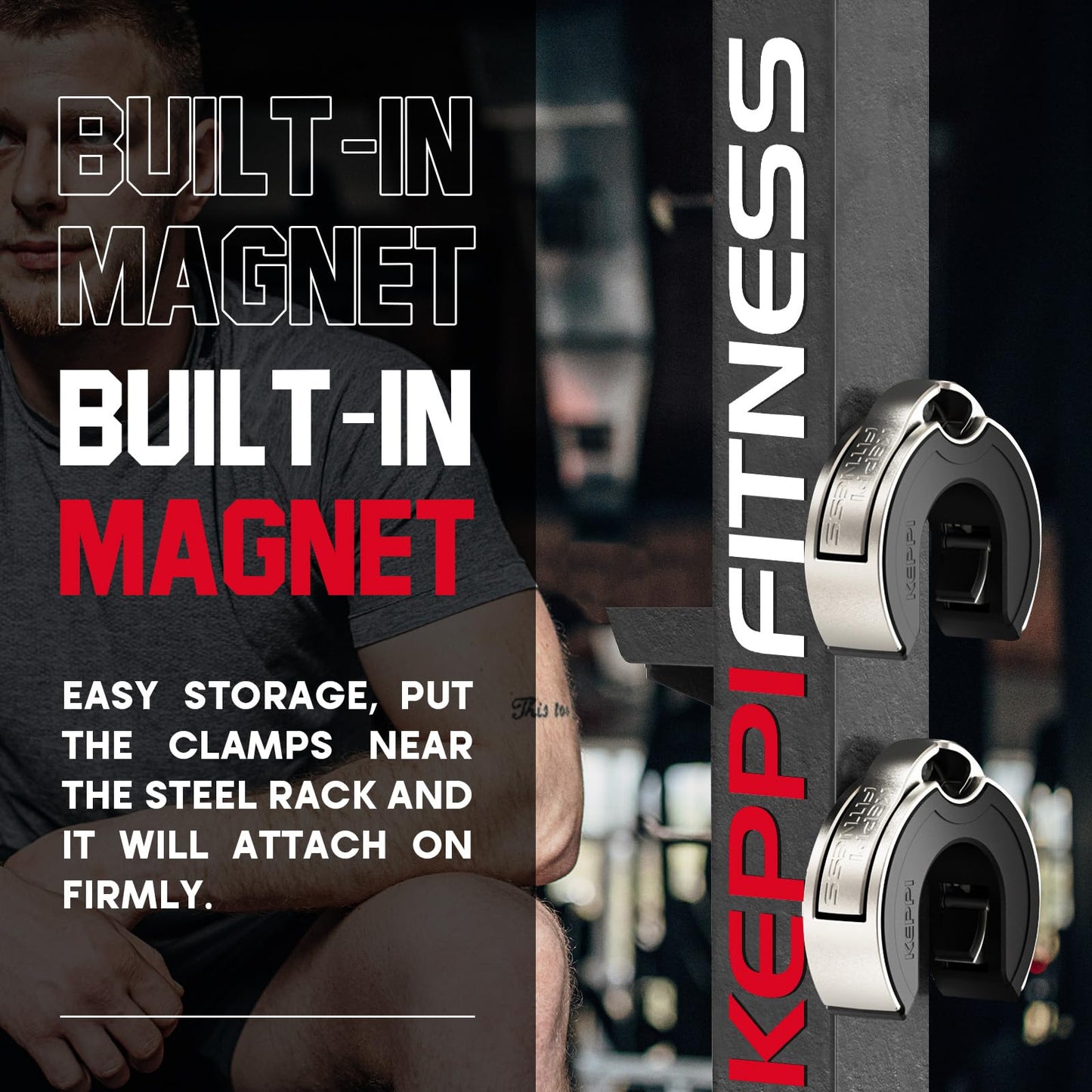 Olympic Barbell Clamps 2 Inch (Pair) - Quick Release Magnetic Barbell Clips with Anti Slip Grip，Aluminum Magnetic Weight Clips for Workout Weightlifting Fitness Training Gym