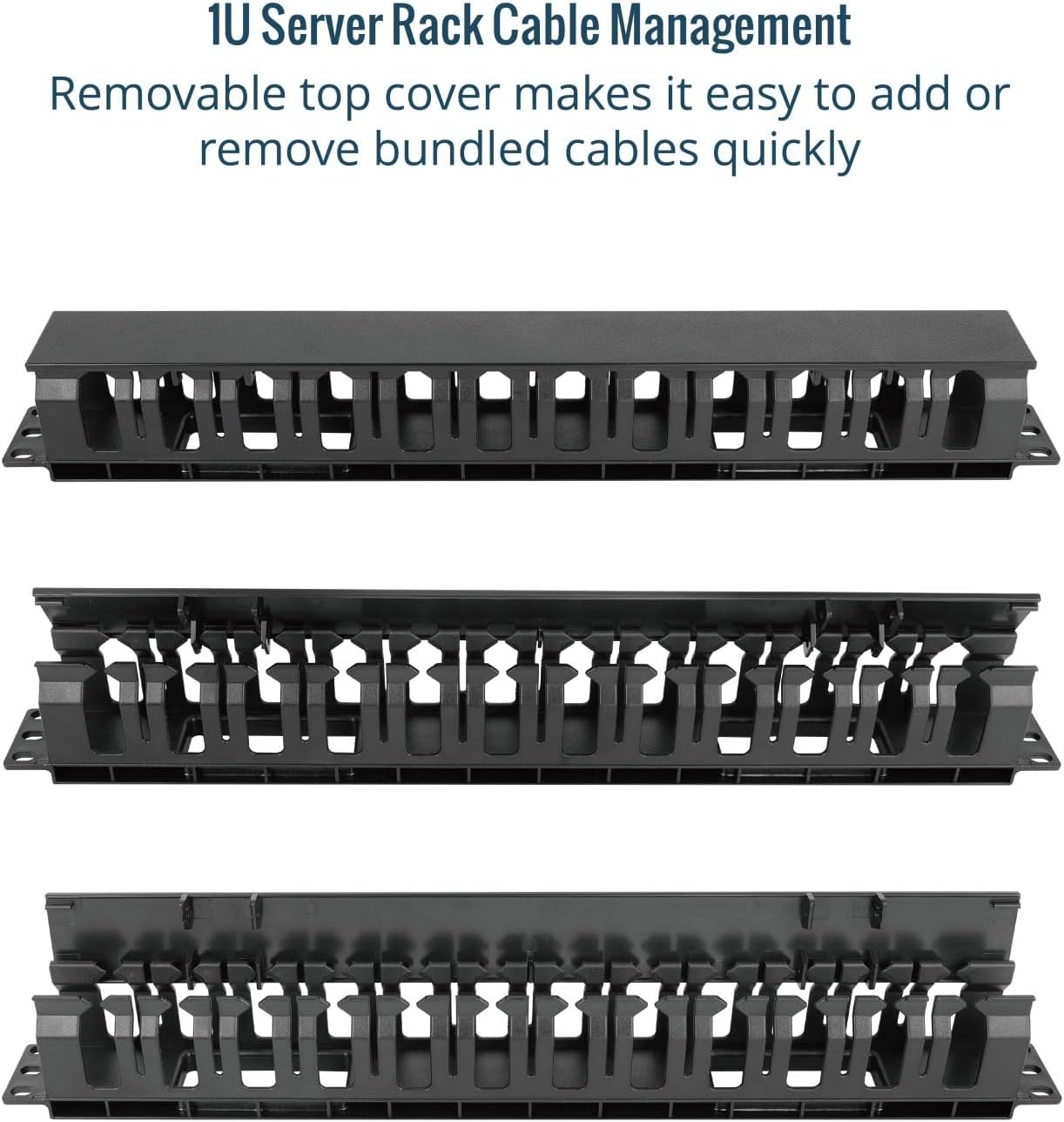 Tecmojo 2 Pack 1U Cover,2.6 12 19 inch Server Rack Horizontal Cable Management with Depth Plastic Cable Manager,Rack