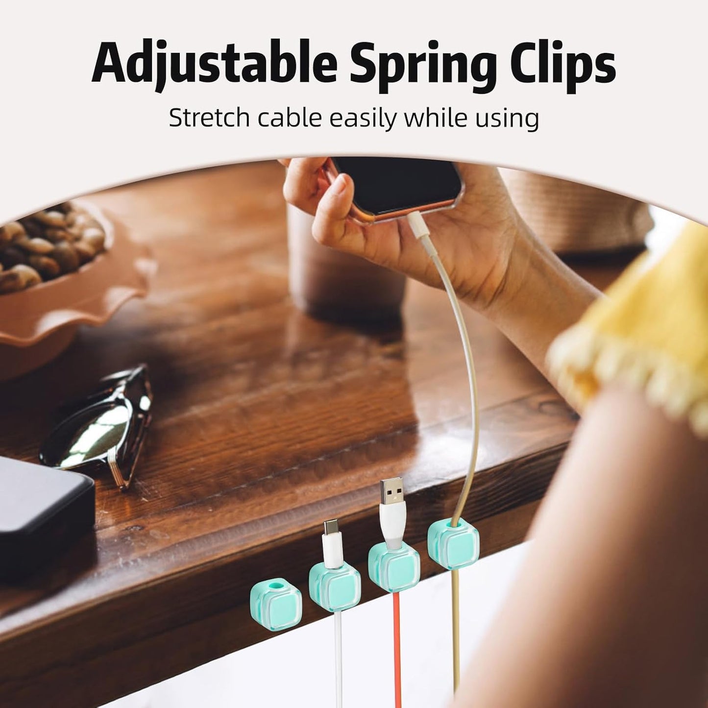 MAWFOZIN 6 Pack Magnetic Cable Clips Cord Organizer Holder, Adhesive Wire Holder Keeper Organizer USB Charging Cable