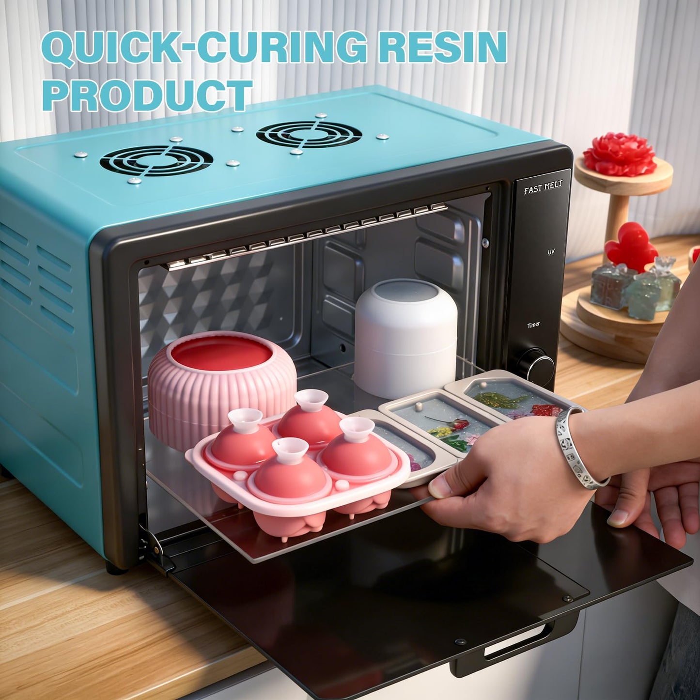 10L Large 395nm UV Resin Curing Machine with 150 LEDs & Reflective Cups 30% Faster Curing,Auto-Shutoff Safety Door Sensor, Silent Cooling Fans, HD Display UV Resin Curing Box for Craft DIY Decor