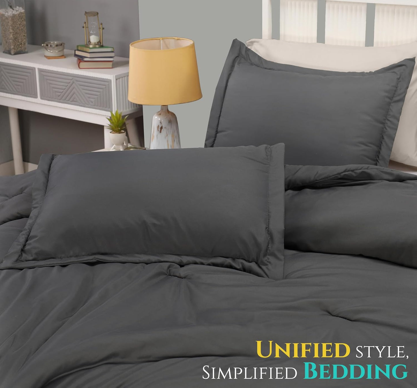 Utopia Bedding Queen Comforter Set - 3 Piece Grey Down Alternative Soft Bed Set | 88 x 88 Inches Comforter & 2 Pillow Shams