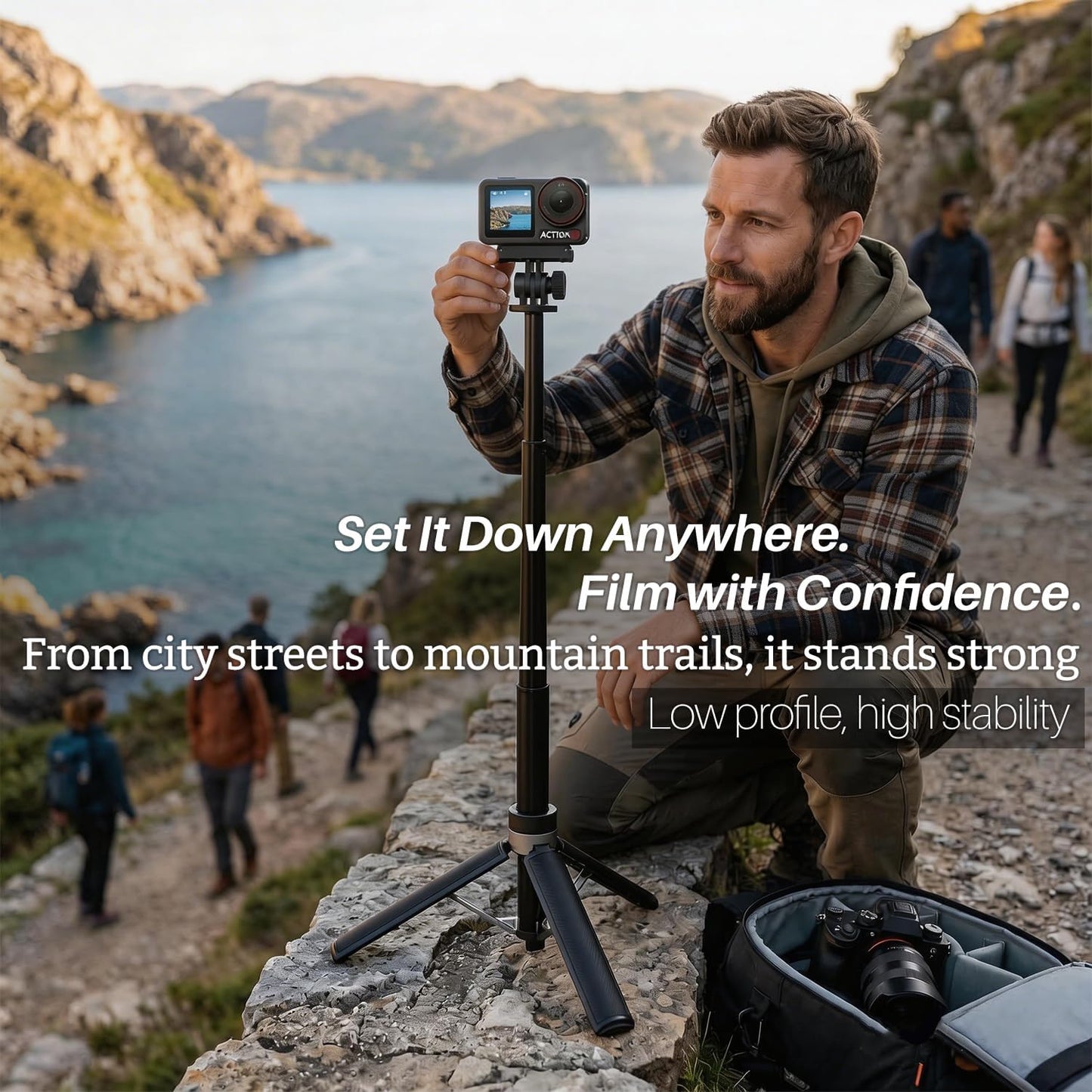 Repmidfer 29'' 3 4, 360 Extendable Selfie Stick Tripod Kit for DJI Osmo Pocket Portable Anti-Drop Tripod Stand w Neck