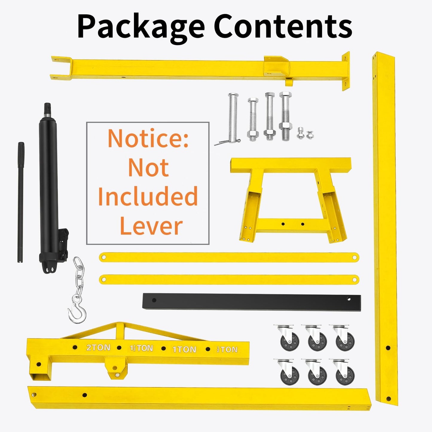 2 Ton Hydraulic Engine Hoist (4400LB) – Heavy Duty Folding Shop Crane with 6 Swivel Casters & Telescopic Boom | Adjustable Lifting for Car Engines, Transmissions | Garage, Workshop, Factory, Yellow