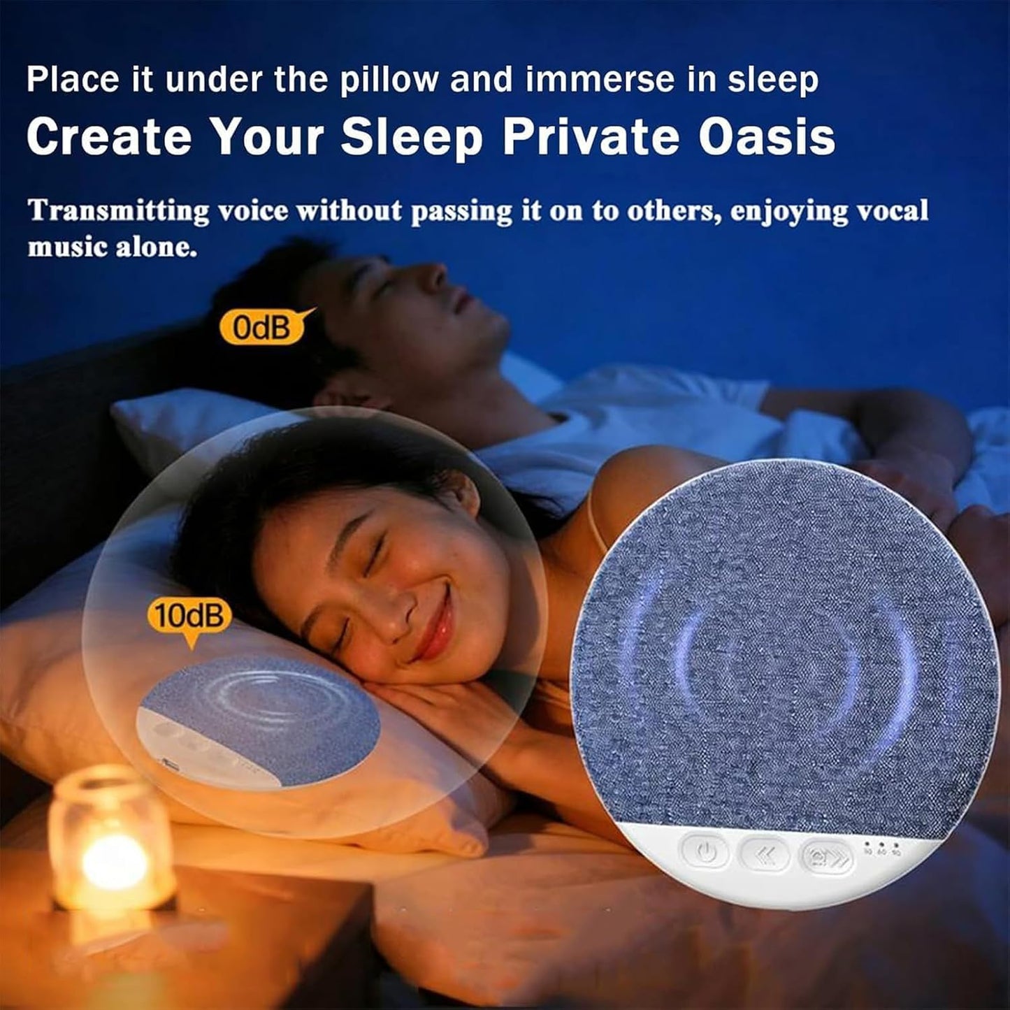 Generic 4 Inch Pillow Speaker for Sleeping, Under Pillow Speaker, Portable Wireless Bone Conduction Speakers with White