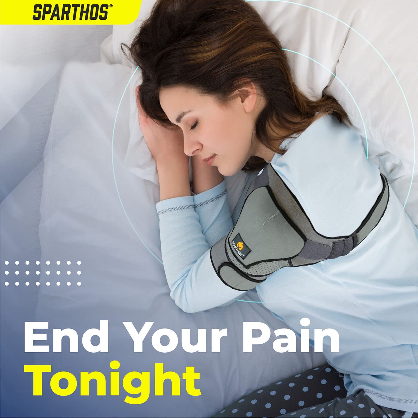 Sparthos Shoulder Brace - Adjustable Support Sleeve for Torn Rotator Cuff, AC Joint Relief, Shoulder Stability & Compression - Fits Bicep 10-14 in, Left or Right, Men & Women - Measure Before Purchase