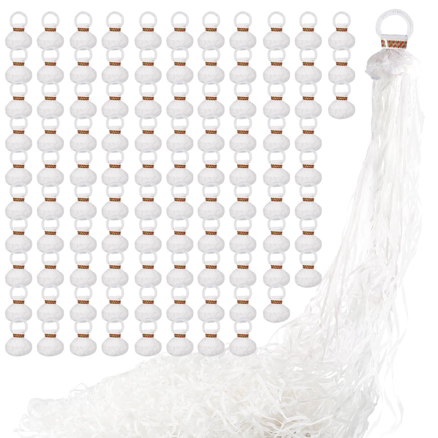 No Mess Streamers 100pack, White Confetti Poppers,Hand Throw Party Poppers No Mess for Birthday, Graduation, Wedding Send Off, Engagement Party Favors（White 100Pack）