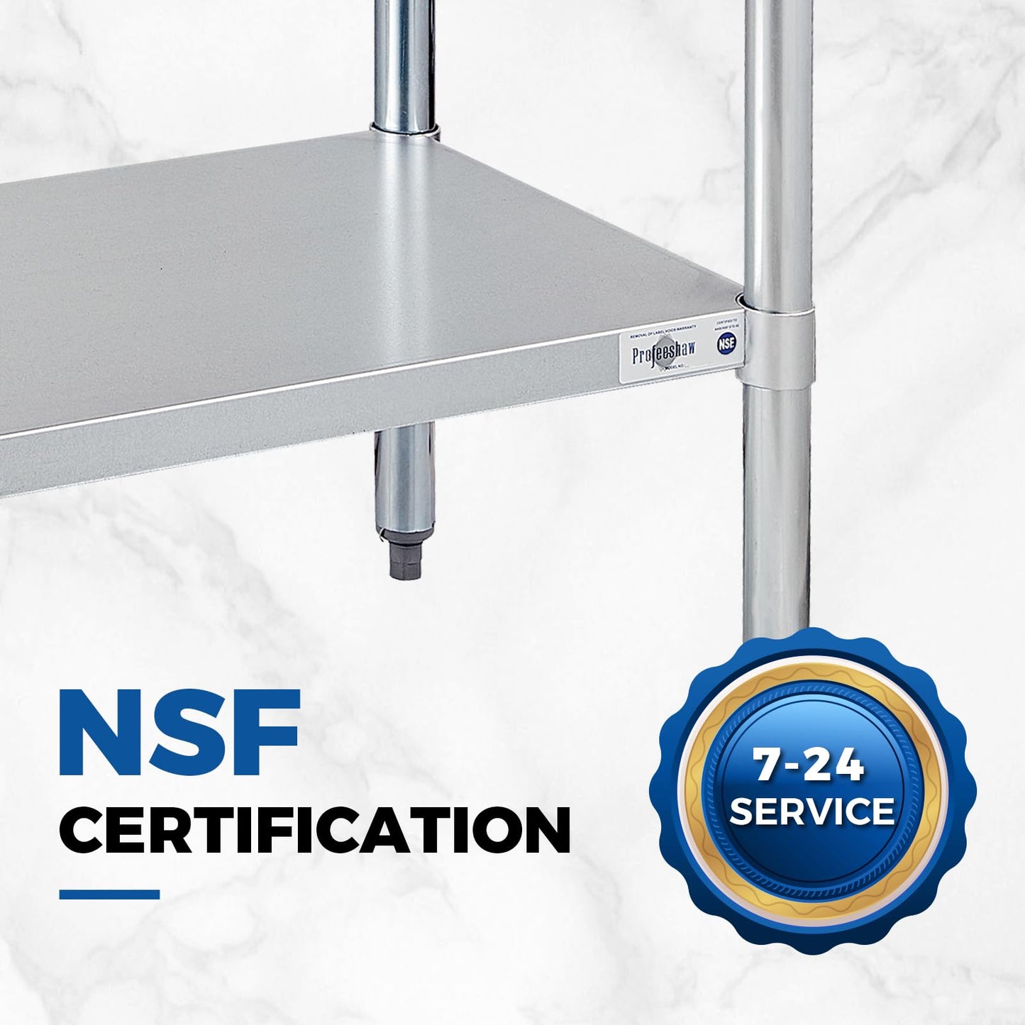 Profeeshaw Stainless Steel Prep Table NSF Commercial Work Table with Backsplash and Undershelf for Kitchen Restaurant 24x24 Inch