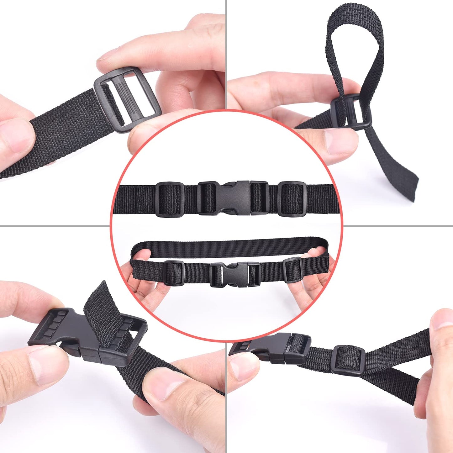 6 Pack 1" Buckle Quick Side Release Buckles Dual Adjustable No Sewing Clips Plastic Buckle Replacement for Nylon Webbing Straps Backpack Belt Dog Collars(Inner Diameter 1 Inch)