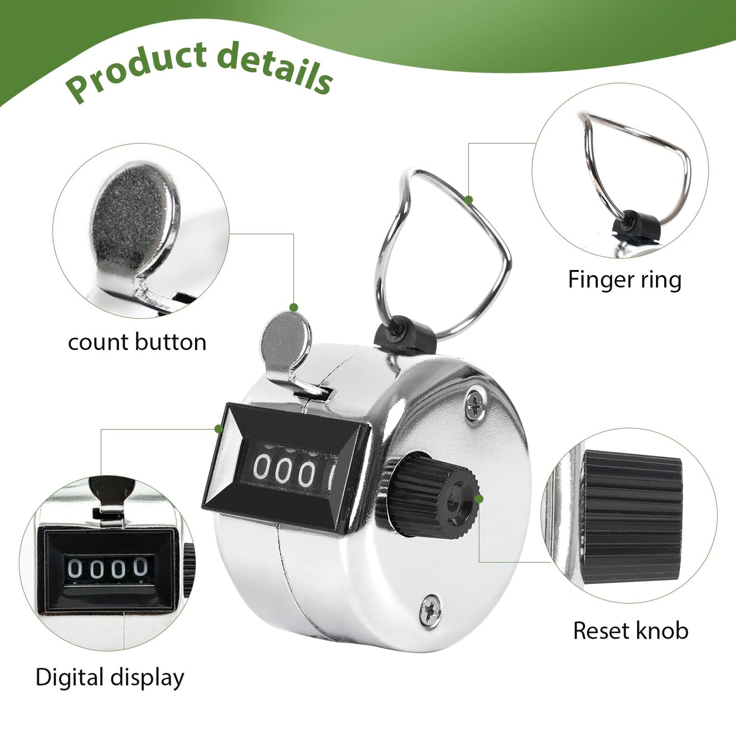 yirgnzu 3 Pack Clicker Counter, 4-Digit Metal Hand Counter clicker, Mechanical Pitch Counter, Tally Counter for Coaching, Knitting, Fishing, Lap, Golf