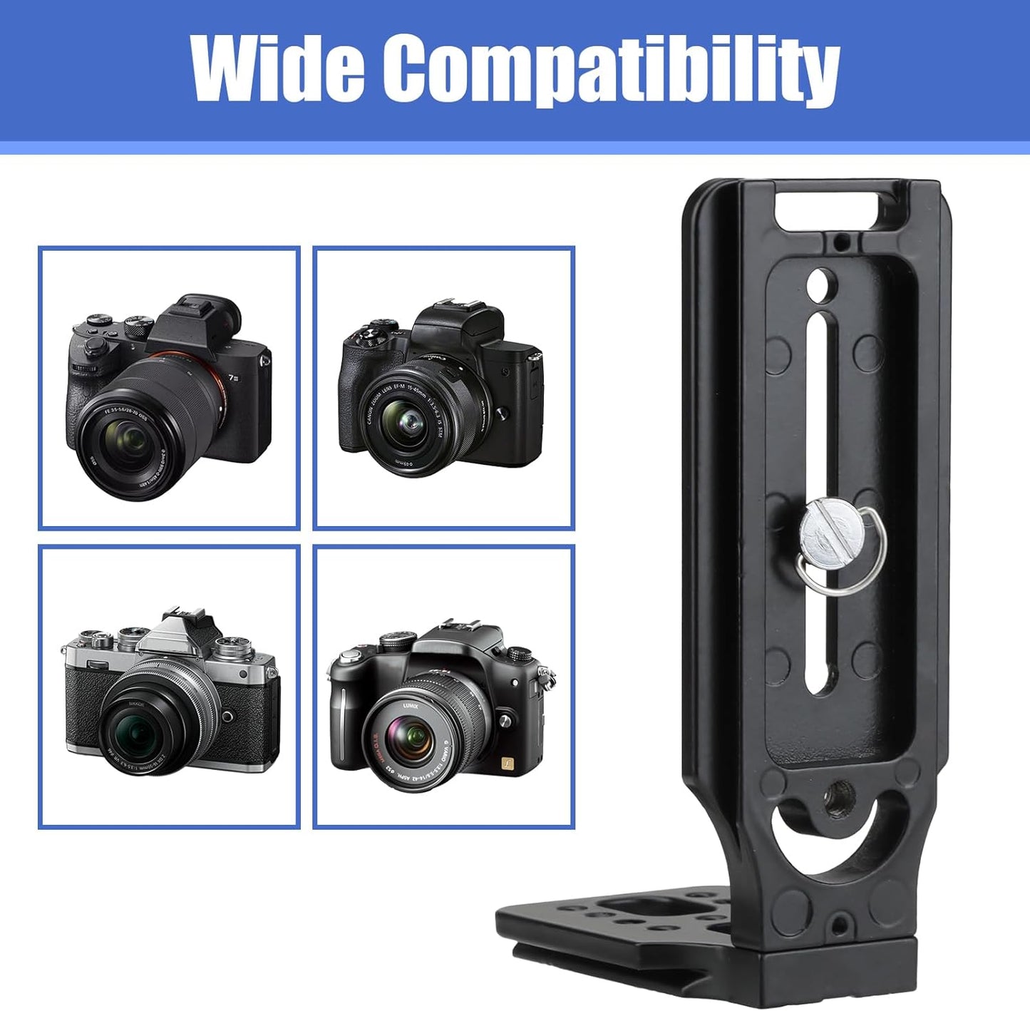 Uelkr 1/4" DSLR Camera L Bracket Quick Release Plate Vertical Horizontal Switching Tripod with Screw, Camera Mount