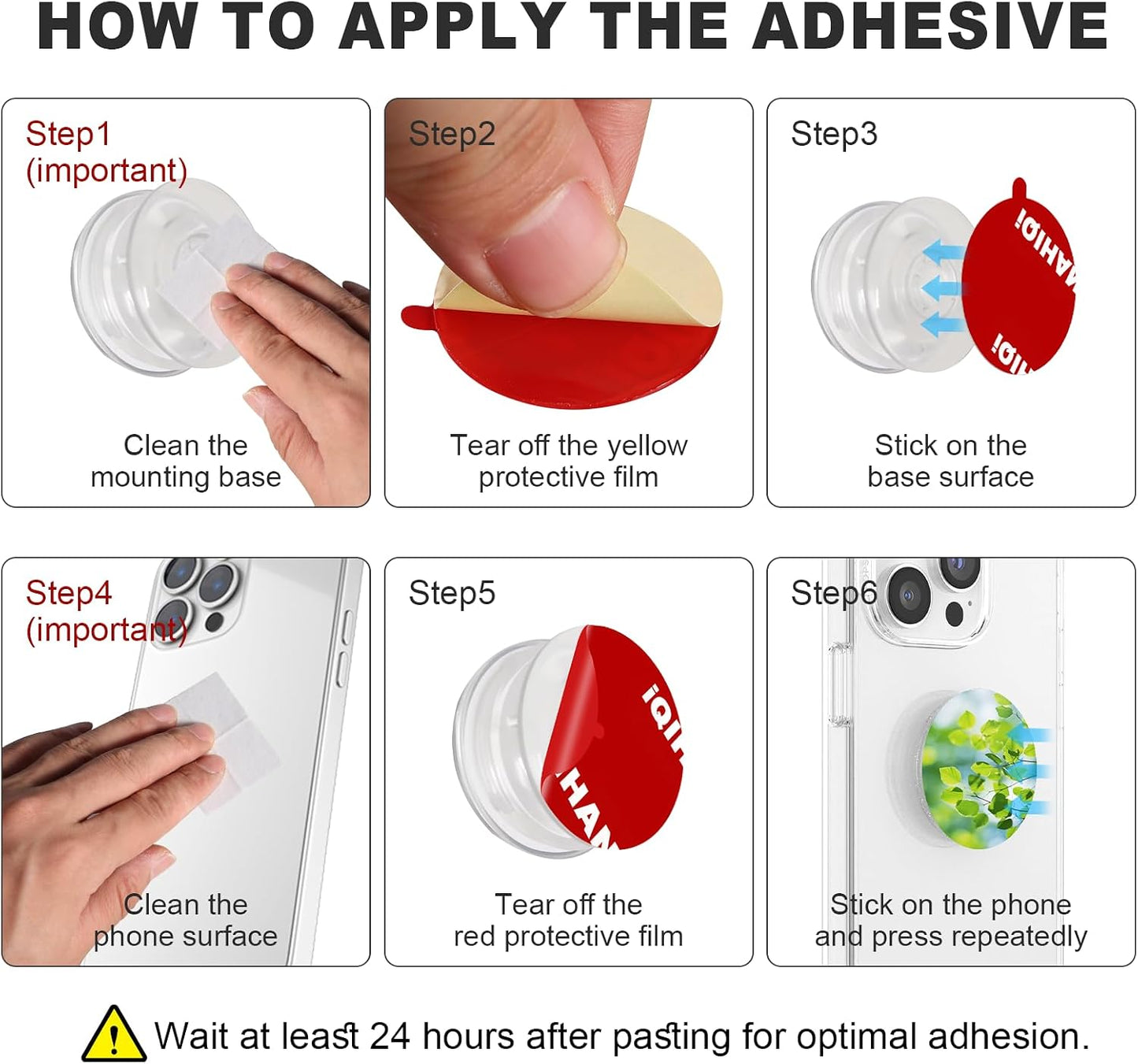 10pcs 35mm/ 1.38" Adhesive Sticky Pads for Socket Grips Mounting, Double-Sided Extra Clear Round Tape Replacement