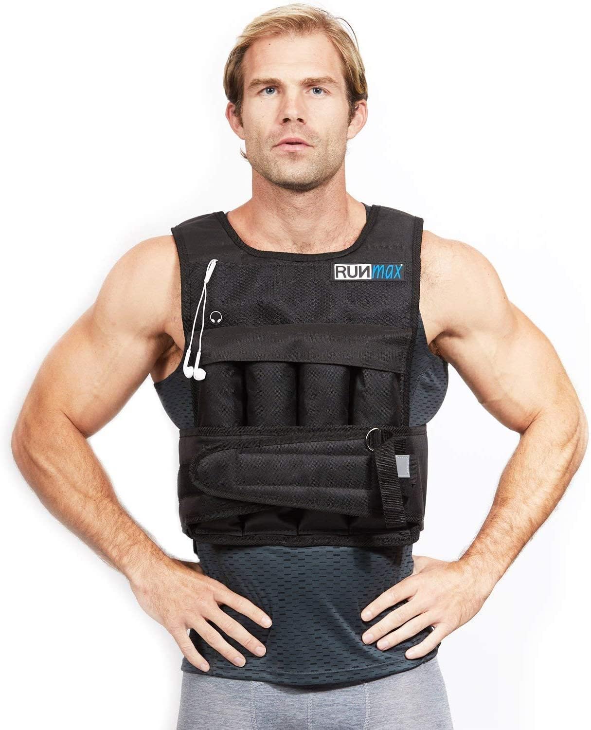 RUNMax Weighted Vest, 6lb/8lb/10lb/12lb/16lb/20lb/40lb/50lb/60lb/50lb/60lb/80lb/100lb/120lb/150lb Weight Vest for Workout, Strength Training, Running, Fitness, Muscle Building, Weight Loss, Weightlifting