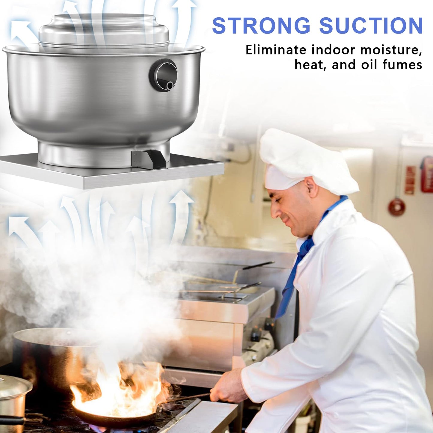FICBXRA Restaurant Canopy Hood Grease Rated Exhaust Fan- Truck High-Speed Direct Drive Centrifugal Upblast Exhaust Fan 1/6 HP 110 Volt Single Phase Motor 800 CFM