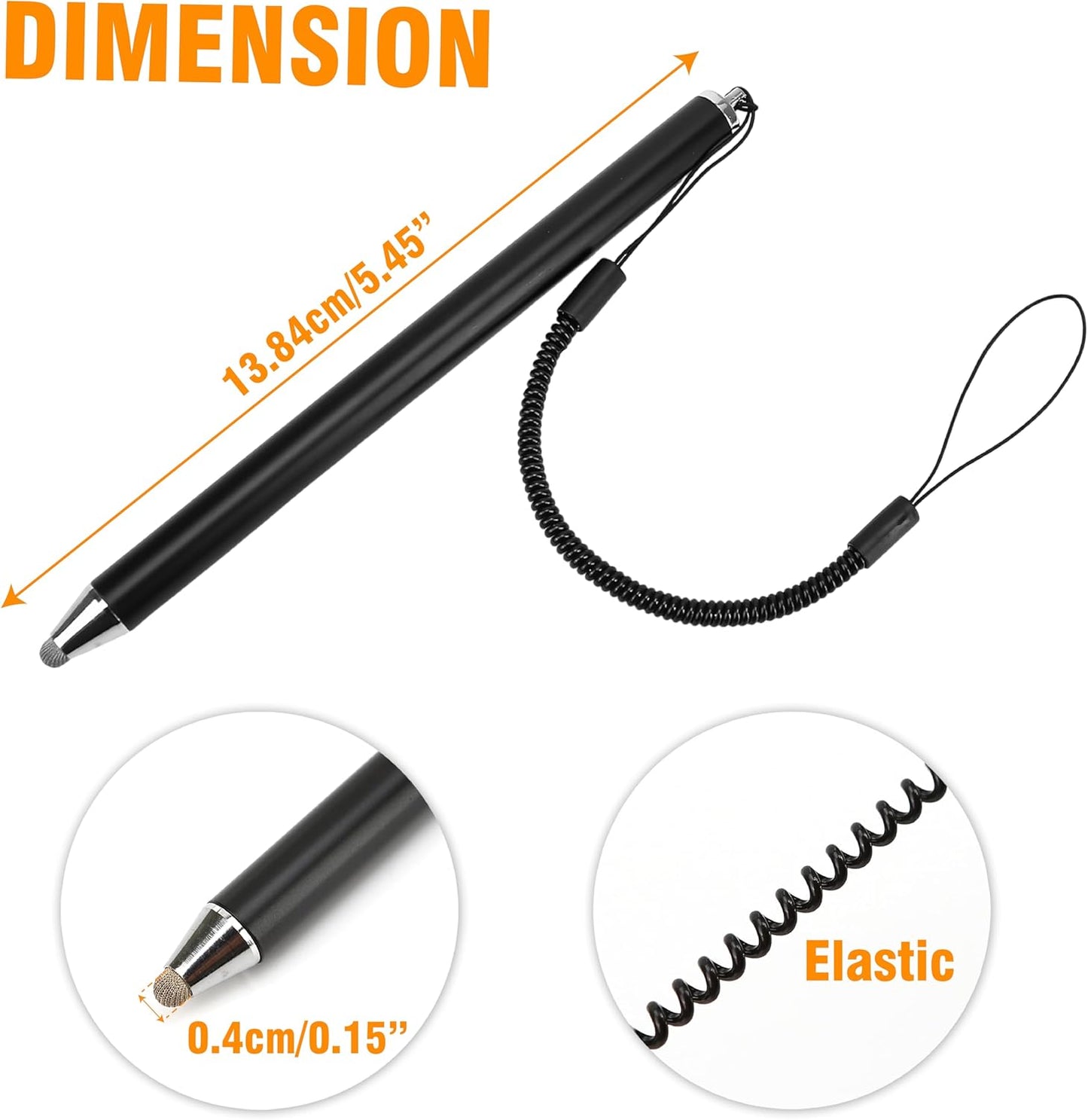 BuleVina Stylus Pens for Touch Screens with Tether Lanyard, Anti-Lost Fibre Stylus Mesh Fiber Tip, High Sensitivity