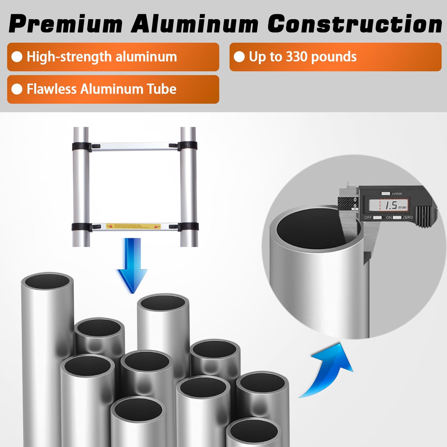 5.6 FT A-Frame Aluminium Telescoping Ladder,6+6 Step Ladder,330LB Load Capacity,Portable Telescopic Folding Extension Ladder Heavy Duty Collapsible Ideal for Home and Outdoor(1.7m+2m/12.2FT Handrails)