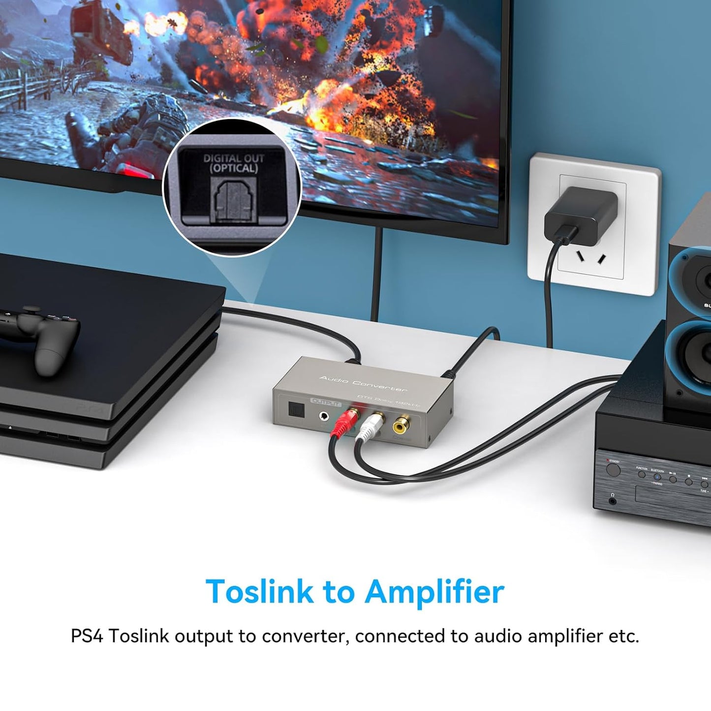 3 1 Dolby LPCM HDMI ARC to RCA Audio Converter in Digital to Analog Audio Converter with Optical Coaxial ARC Input