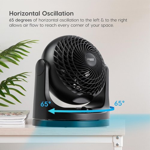 IRIS USA WOOZOO Desk Fan - Oscillating Air Circulator with 3 Speeds & 112° Tilt - Quiet & Compact for Bedroom/Office, Black