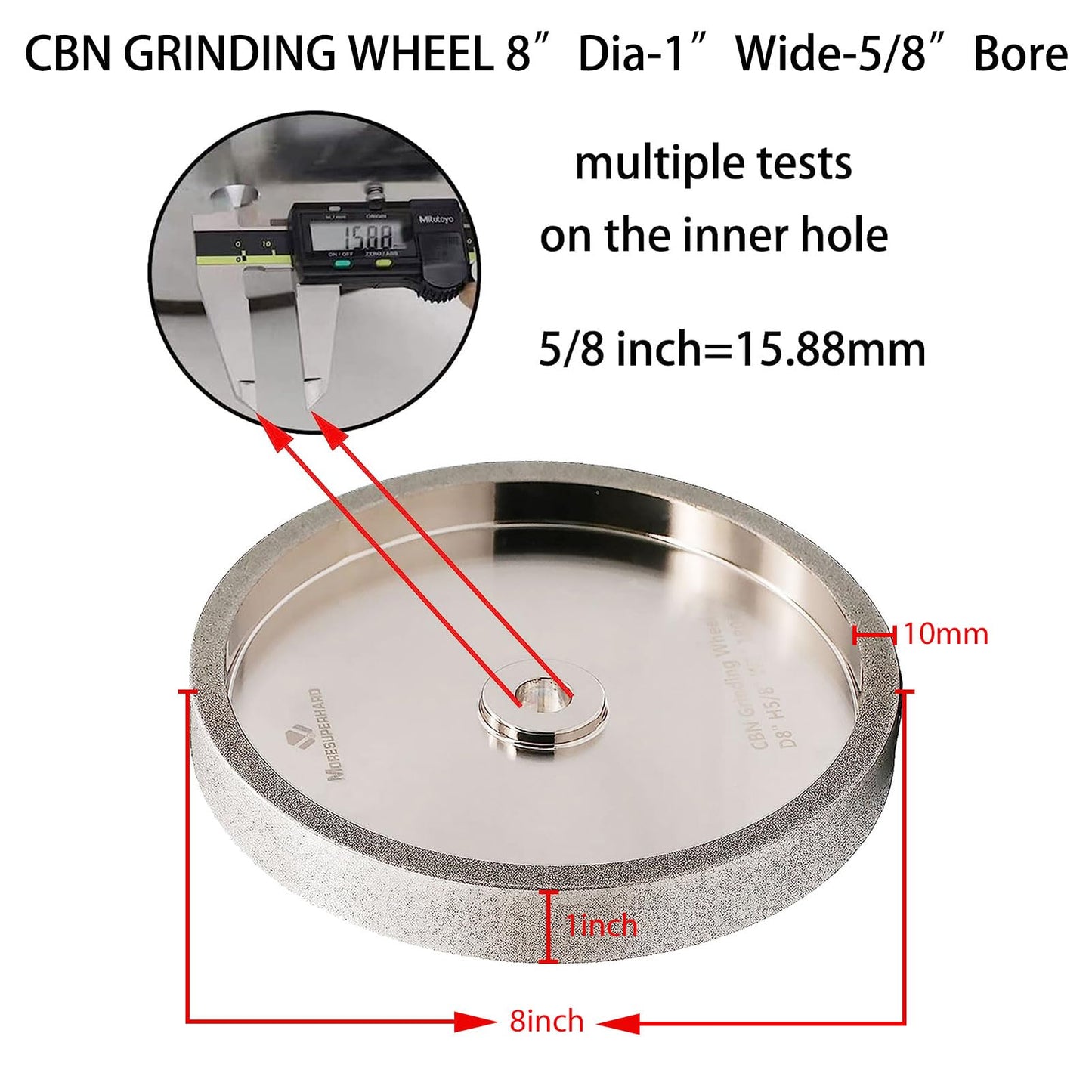MORESUPERHARD 8 inch CBN Grinding Wheel Set 180 & 80 Grit，1" Wide，5/8" Arbor， Aluminum Body，for Sharpening High Speed Steel Tools Woodturning Tools，for All Kinds of 8 inch Bench Grinders