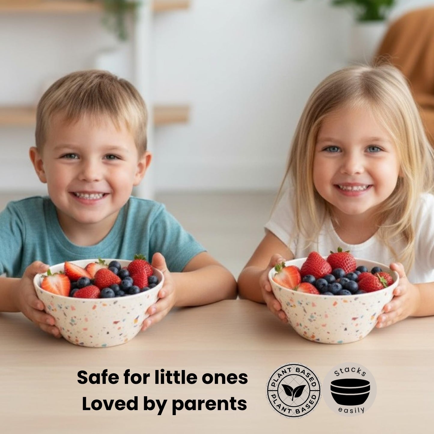 ilohaus Bamboo Bowl Set of 4 – 6-Inch, 20 oz Deep Cereal & Snack Bowls for Kids and Toddlers – BPA-Free, Dishwasher Safe, Lightweight Alternative to Plastic or Ceramic
