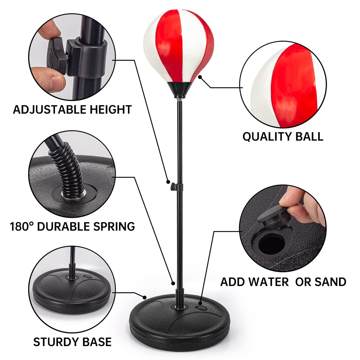 ShyLizard Punching Bag for Kids Included 2 Pack Boxing Gloves, Boxing Toy Sets with Height Adjustable Stand for Boys, Sports Gifts for Boys & Girls Age 5,6,7,8,9,10 Years Old