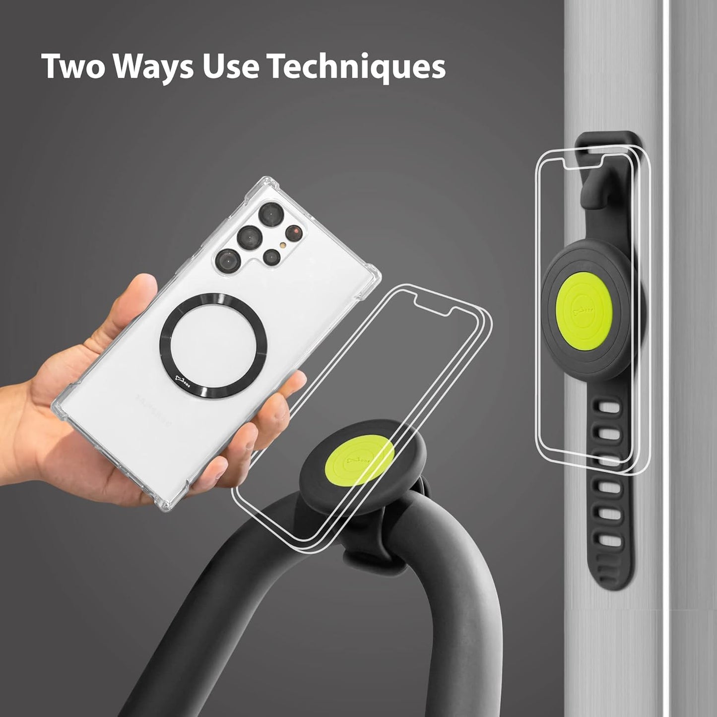 Bone Magnetic Gym Phone Mount, MagSafe Stroller Phone Holder for Workout & Indoor Cycling, Scratch-Free & Anti-Slip