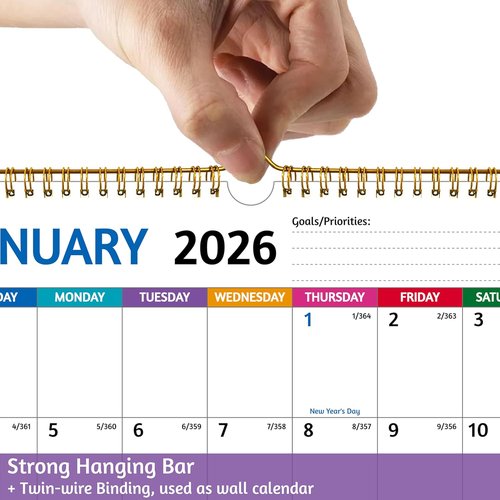 2026-2027 Wall Calendar | Large Blocks, Thick Paper, Holidays & Notes - 11.5 x 14.5 In