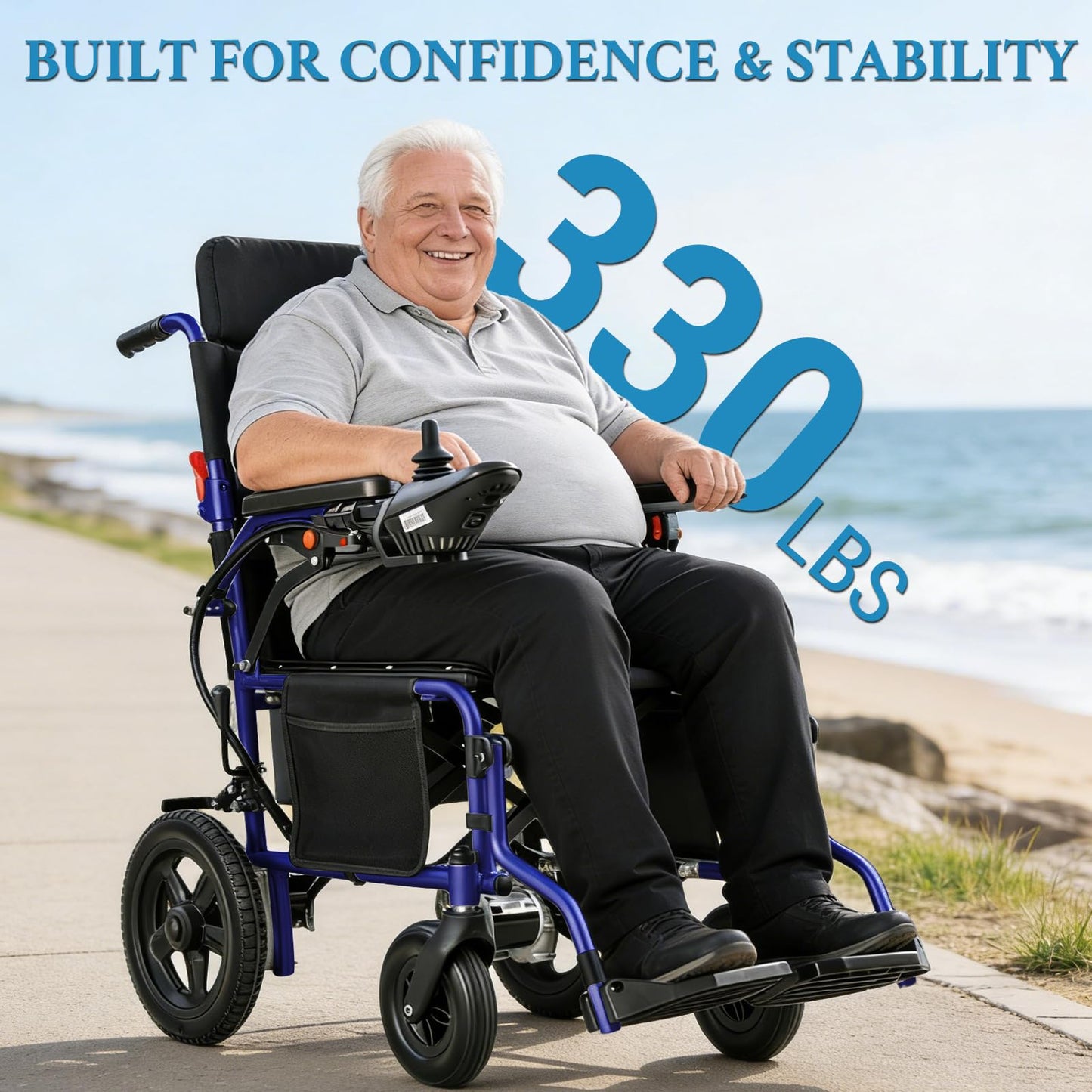 YF001 Zygenair 20" Wider Electric Wheelchair 330 Lbs Capacity Electric Wheelchairs for Adults, Foldable Power Wheelchair Lightweight Motorized Mobility Chair with 12Ah Lithium Battery (Purple, Max)