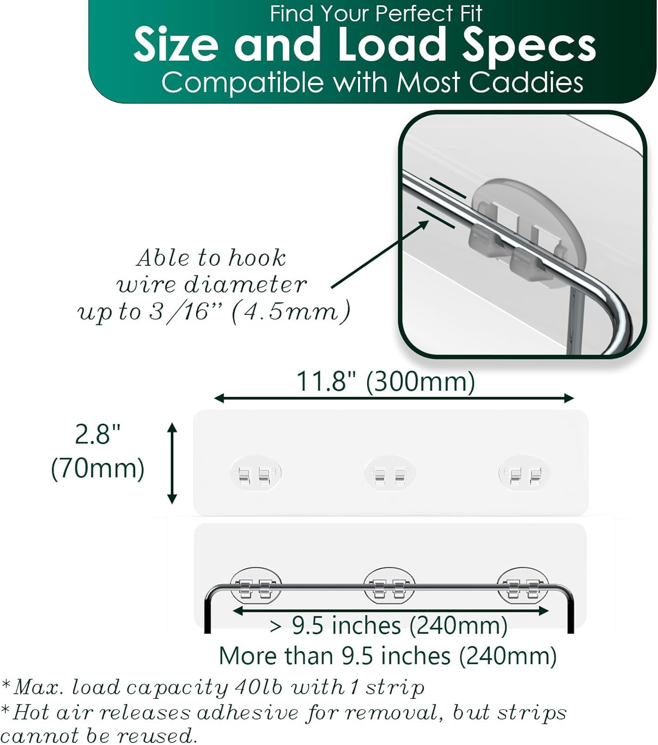 Skiennix Shower Caddy Adhesive Replacement Stickers - Strong Suction Hooks for Bathroom Storage | 3 Hooks, Transparent