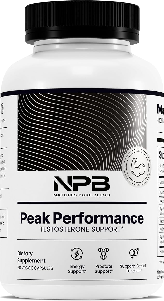 Nature's Pure Blend Peak Performance ??Testosterone Supplement for Men with D-Aspartic Acid, Ashwagandha & DIM ??Mens Prostate Health Support, Muscle Strength & Energy ??Prostate Supplement