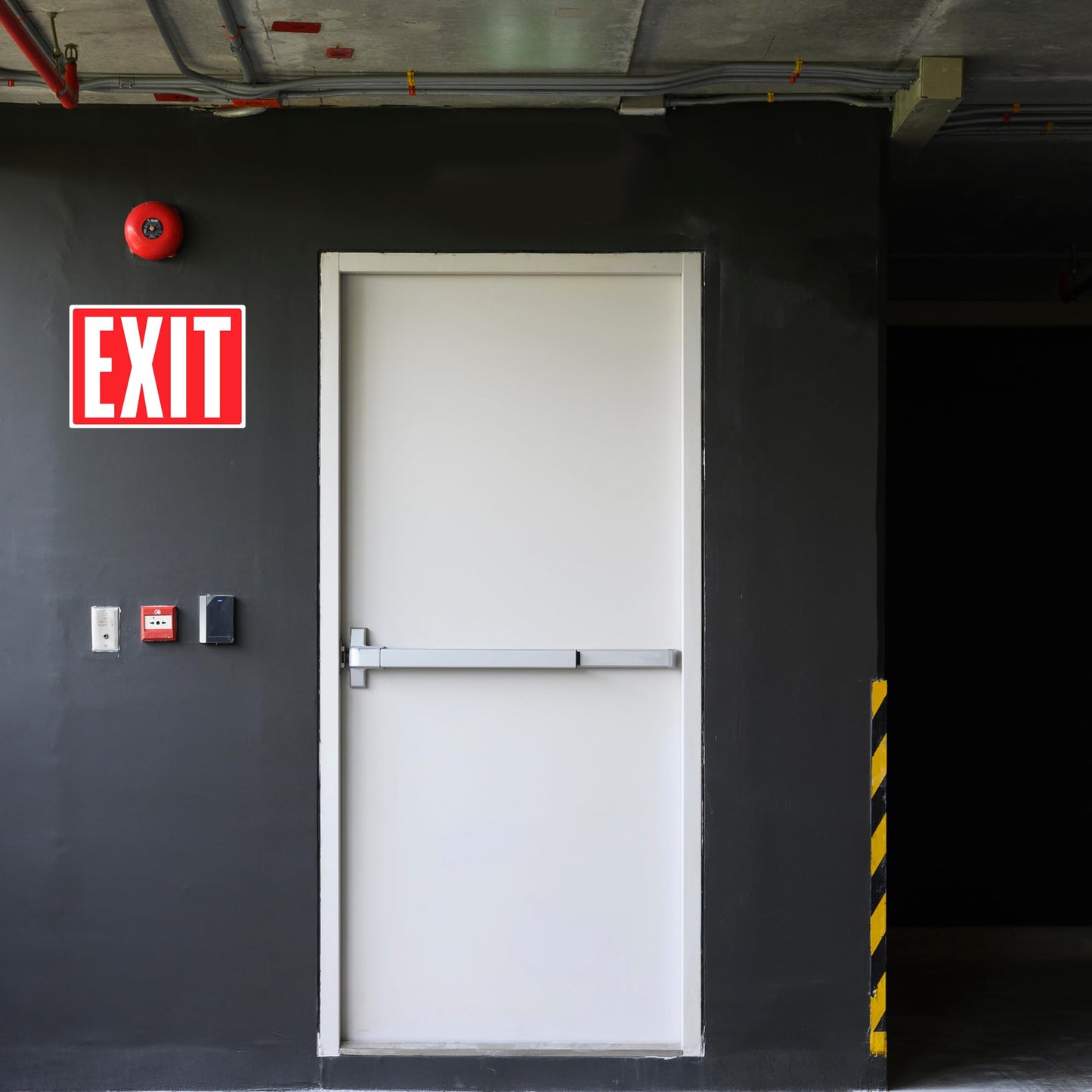 Exit Sign Stickers - Glow in The Dark - 12 pcs, 10" by 7" - Ideal Illuminated Exit Signs for Business or Office - Photoluminescent and UV Protected - Apply to Door, Wall, Window