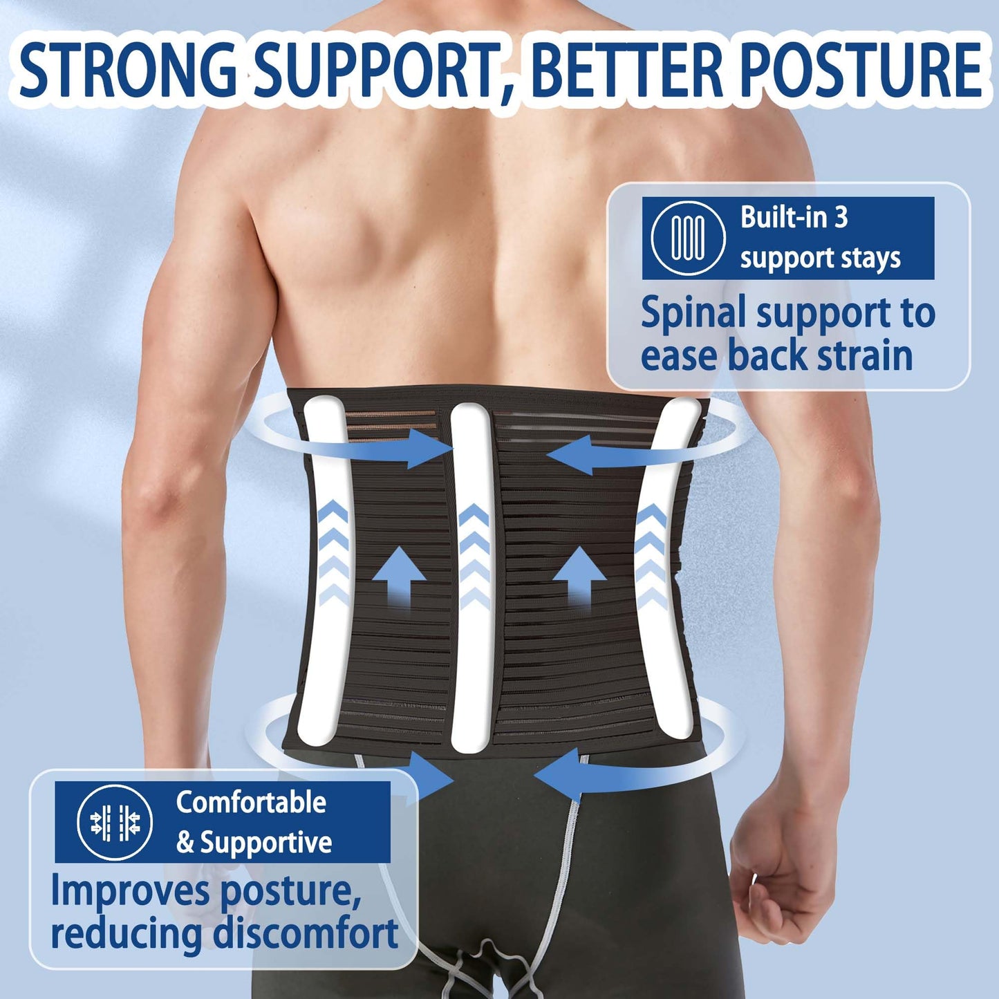 Reian Abdominal Binder for Post Surgery & Postpartum Recovery, Abdomen Hernia Support Belt for Women & Men (Black, Large)