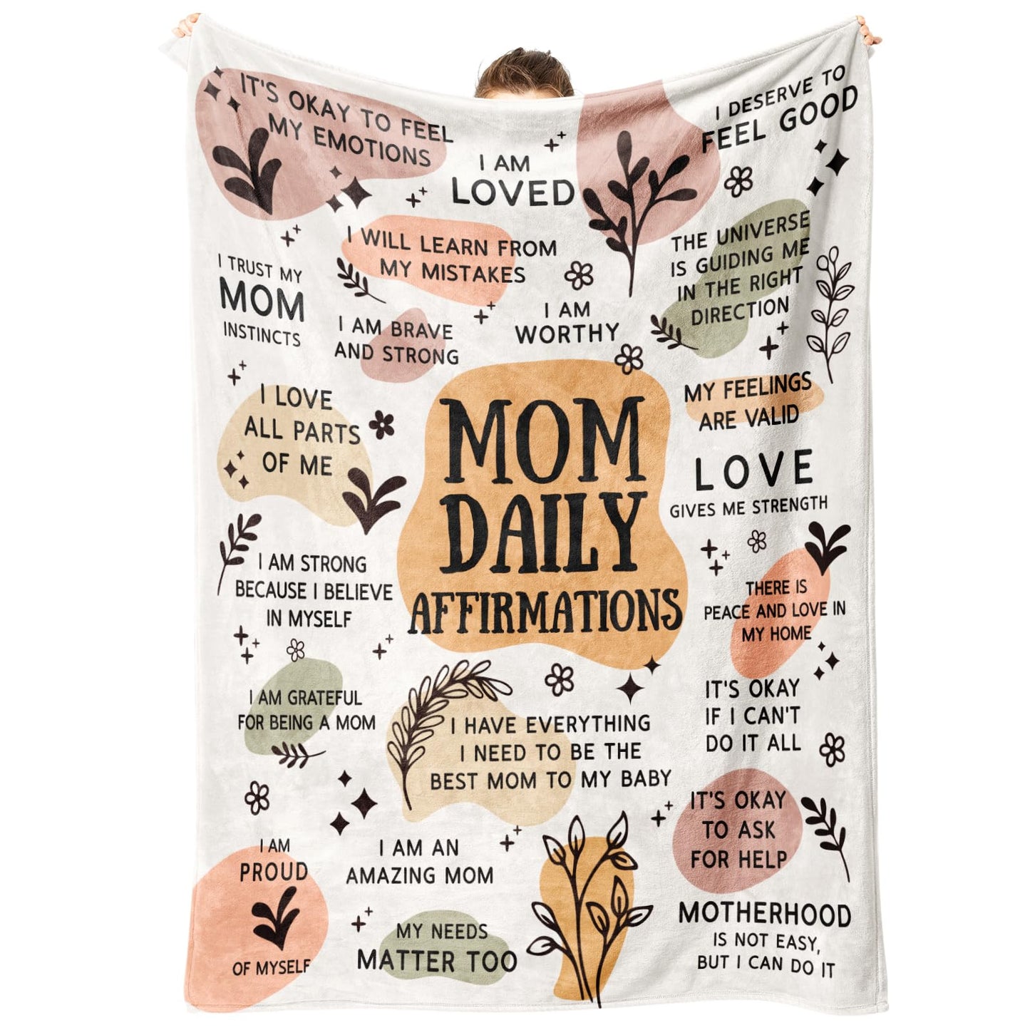 BaubleDazz New Mom Gifts Blanket, Mama Daily Affirmations, Postpartum Pregnancy Gift for First Time Moms, Mommy to Be, Mama, New Mom Essentials, Christmas Birthday Gifts for Moms(50" x 60")