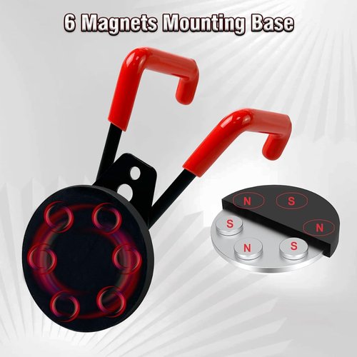 EDSRDUX Heavy Duty Magnetic Hooks - Strong Anti-Slip Rubber Coated Utility Hooks for Tools & Garage (Medium - 2 Pack)