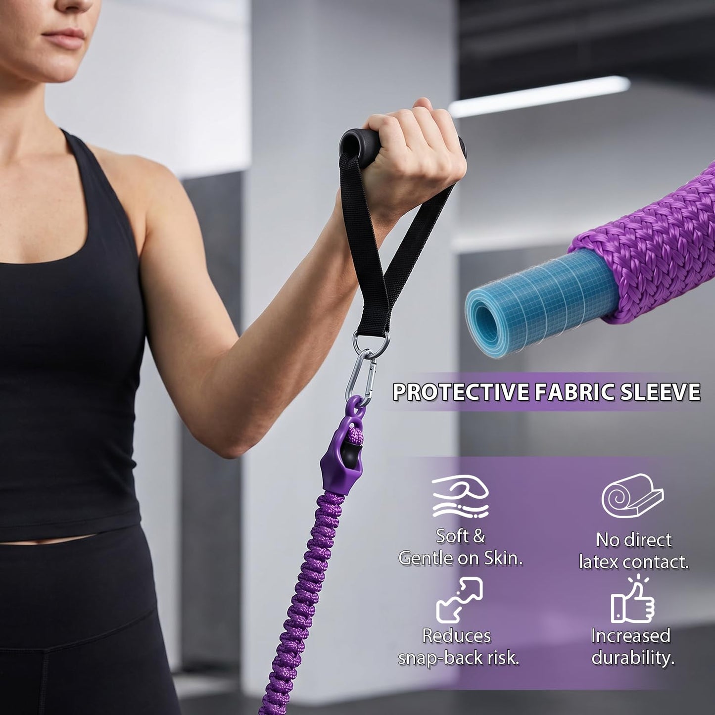 shaXsha Pedal Resistance Band with Handles, Adjustable Resistance Bands Set (25-100 lbs) with Door Anchor & D-Handles, Fabric Covered Exercise Bands for Ab Workout, Legs, and Arm Strength Training