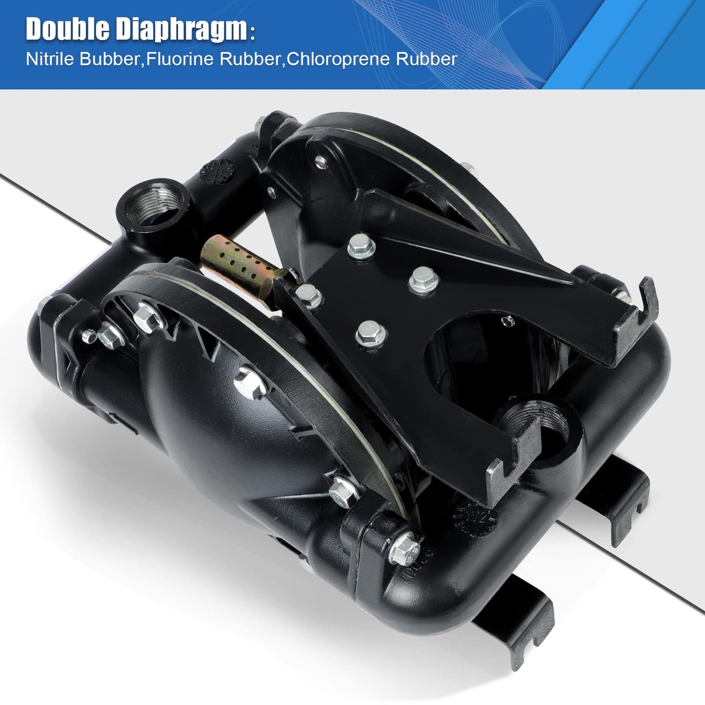 Air Operated Double Diaphragm Pump Pneumatic Waste Oil Transfer Pump for Chemical Dual Diaphram Polypropylene Nitrile Rubber by Stainless Steel Plastic (black, 1/2 inch Inlet)