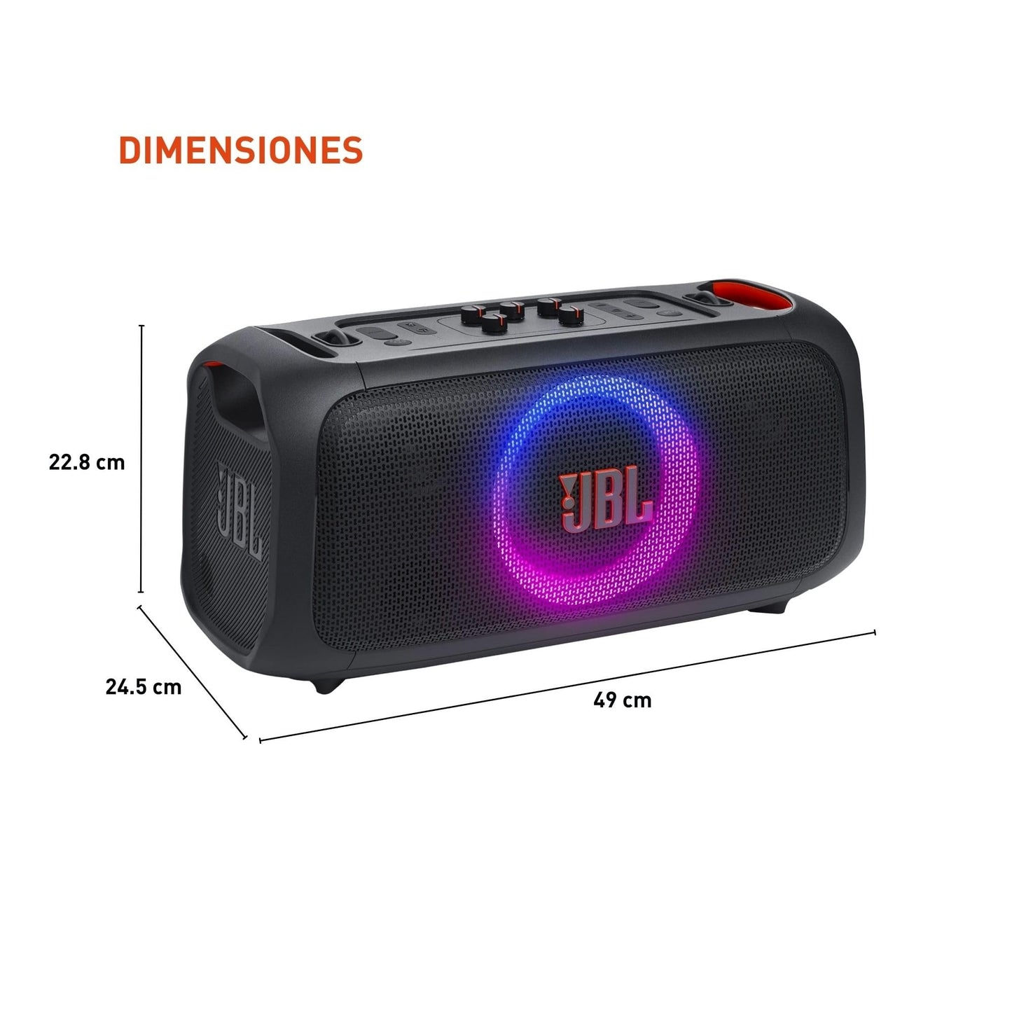 JBL PartyBox On-The-Go Essential - Portable Party Speaker with Built-in Lights and Wireless mic, Amazing JBL Pro Sound, IPX4 splashproof Protection, 6 Hours of Playtime, Convenient Shoulder Strap