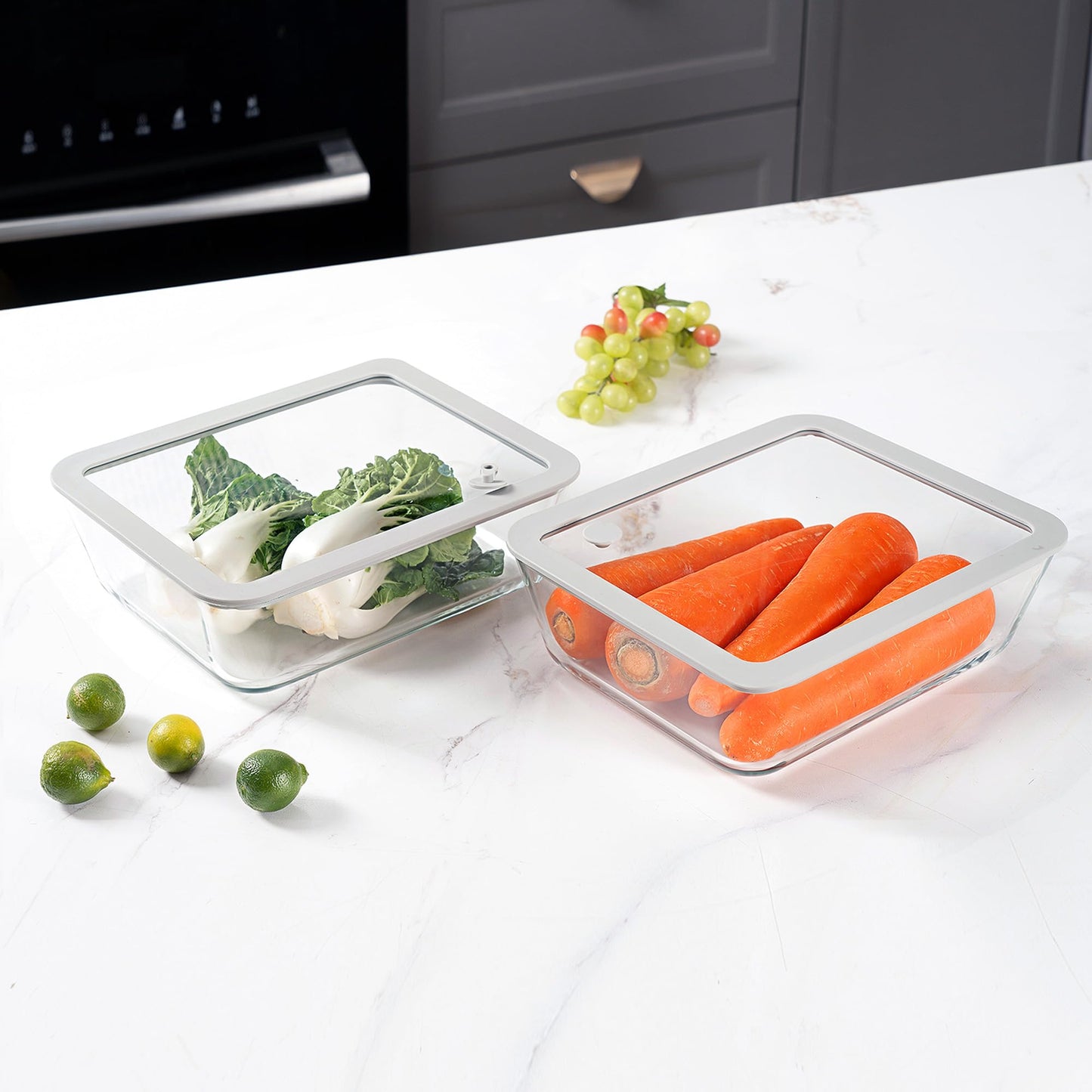 EcoEvo Glass Food Containers with Glass Lid, Microwave Safe Food Storage Container Set, 2 Pack of 87oz, Large Size Airtight Storage Set with Leak Proof Lids, Meal Prep Containers