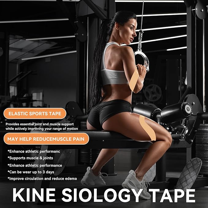 Precut Kinesiology Tape - 60 Strips (3 Rolls) | Waterproof Kinesiology Tape for Muscle & Joint Support, Athletic Knees, Shoulders, Back Pain Relief | Sport Tape for Weightlifting, Running