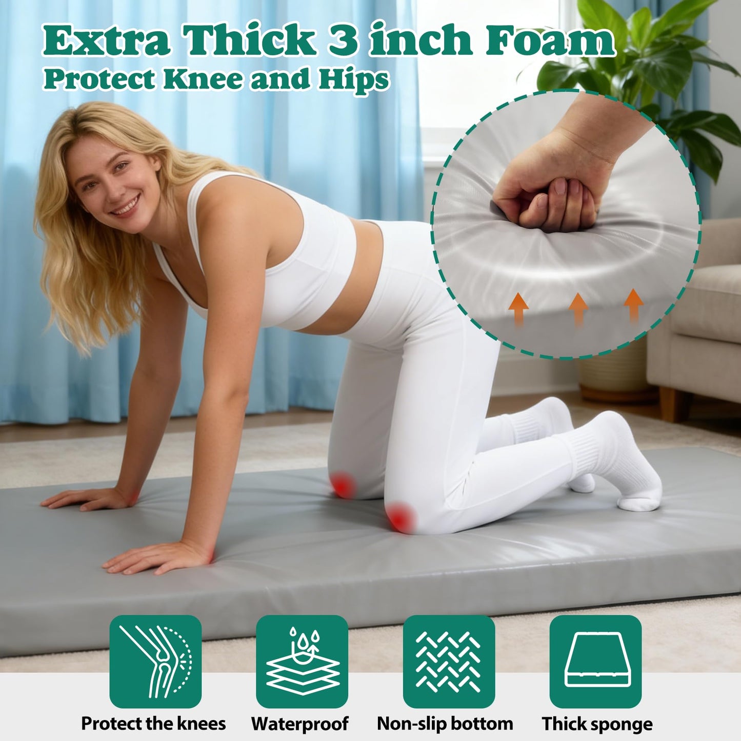 3 Inch Extra Thick Yoga Mat 6 * 2.5ft Thick Extra Wide Workout Mat, Non Slip Foam Exercise Mats for Women Men Fitness, Yoga, Pilates, Stretching & Floor Exercises