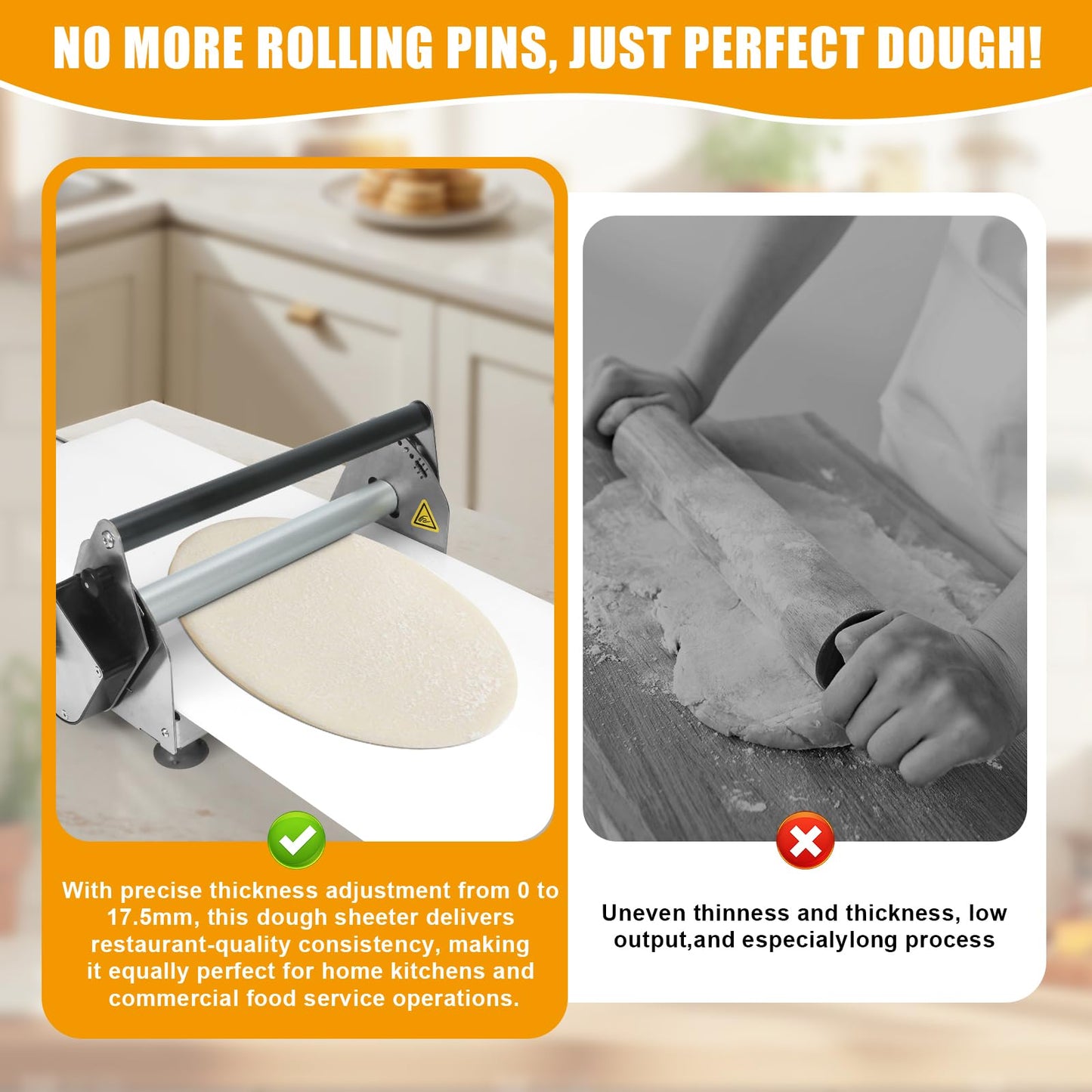 Folding Dough Rolling Machine with 2 Rolling Boards, Dough Sheeter Compact Manual Dough Sheeter Machine