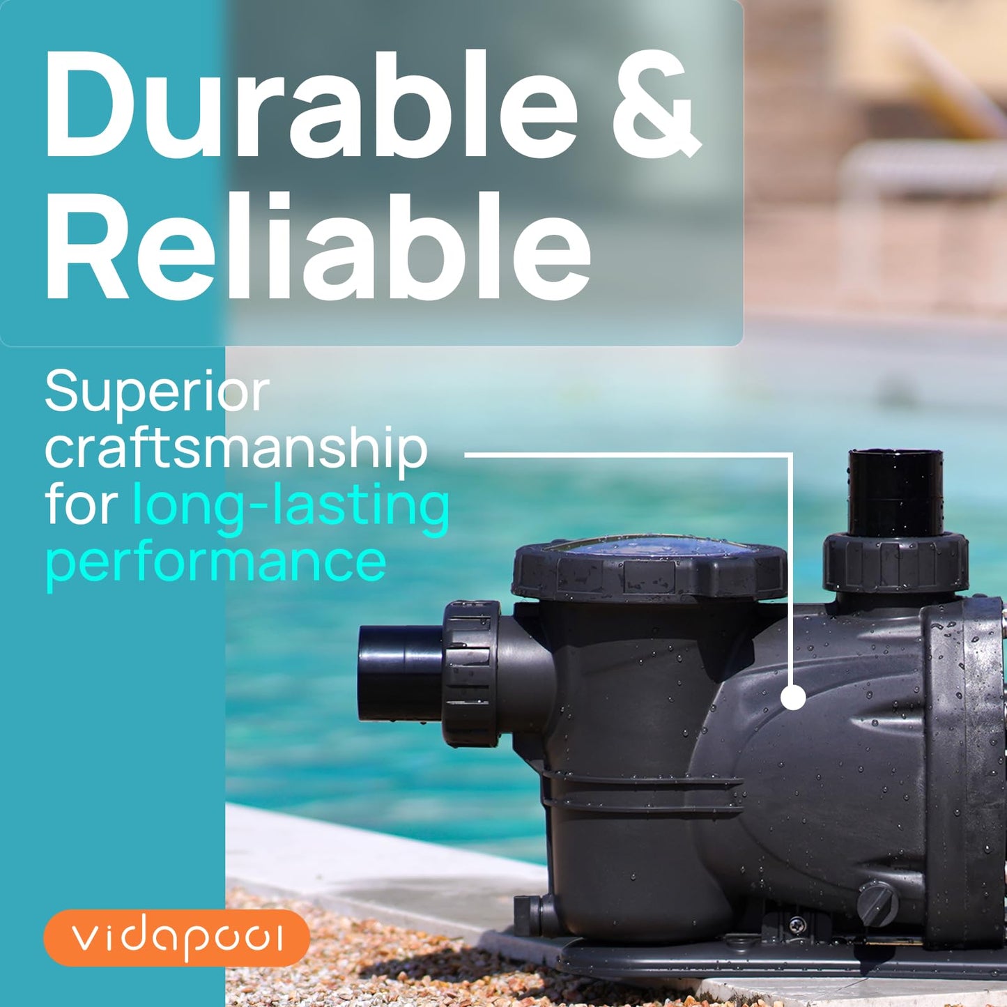 VIDAPOOL In/Above Ground Pool Pump Self Primming High Flow,Dark Black