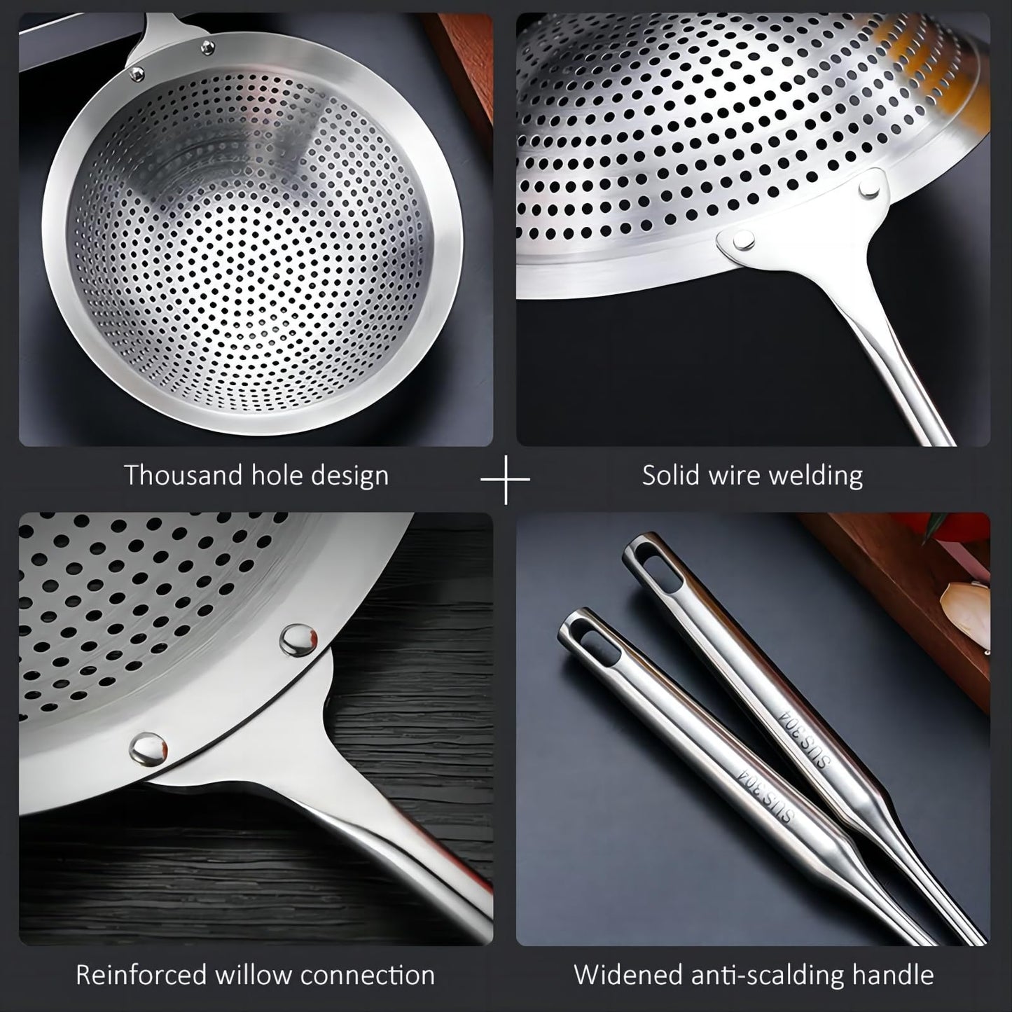 GREATLINK Large Professional Skimmer Slotted Spoon,304 Stainless Steel Slotted Spoon With Extra Large Bowl & Comfortable Handle,Durable Food Grade Strainer Spoon, Draining Frying For Kitchen Cooking