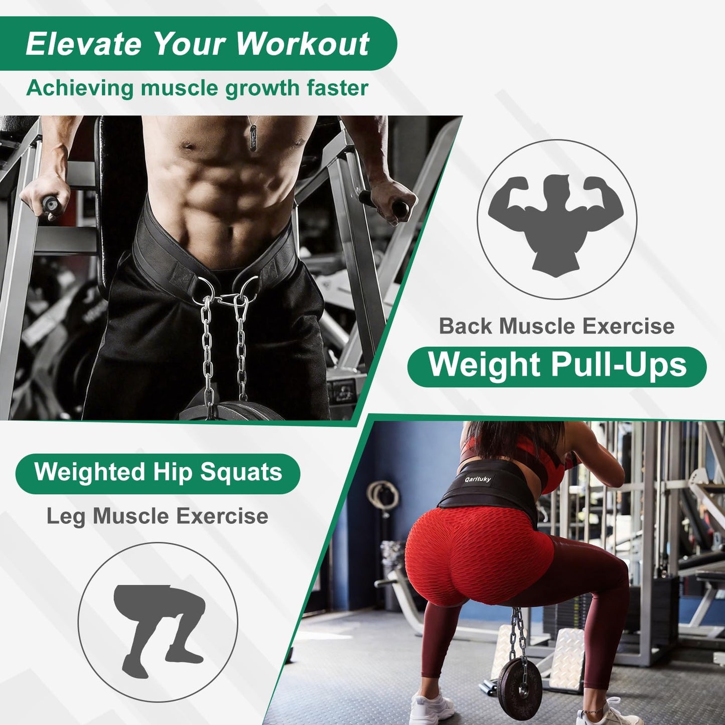 Qarituky Dip Belt, Professional Weight Lifting Belts with 38 IN Steel Chain, Reliable & Durable Weight Belt for Men, Heavy Duty Weightlifting Belts for Pullups, Squats, Dips, Weight Lifting